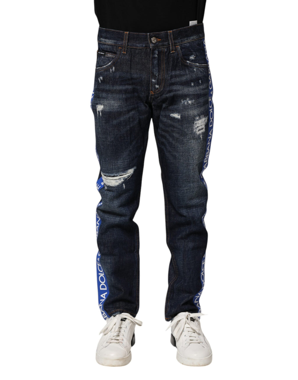 Dolce &amp; Gabbana – Dunkelblaue, zerfetzte Skinny-Jeans