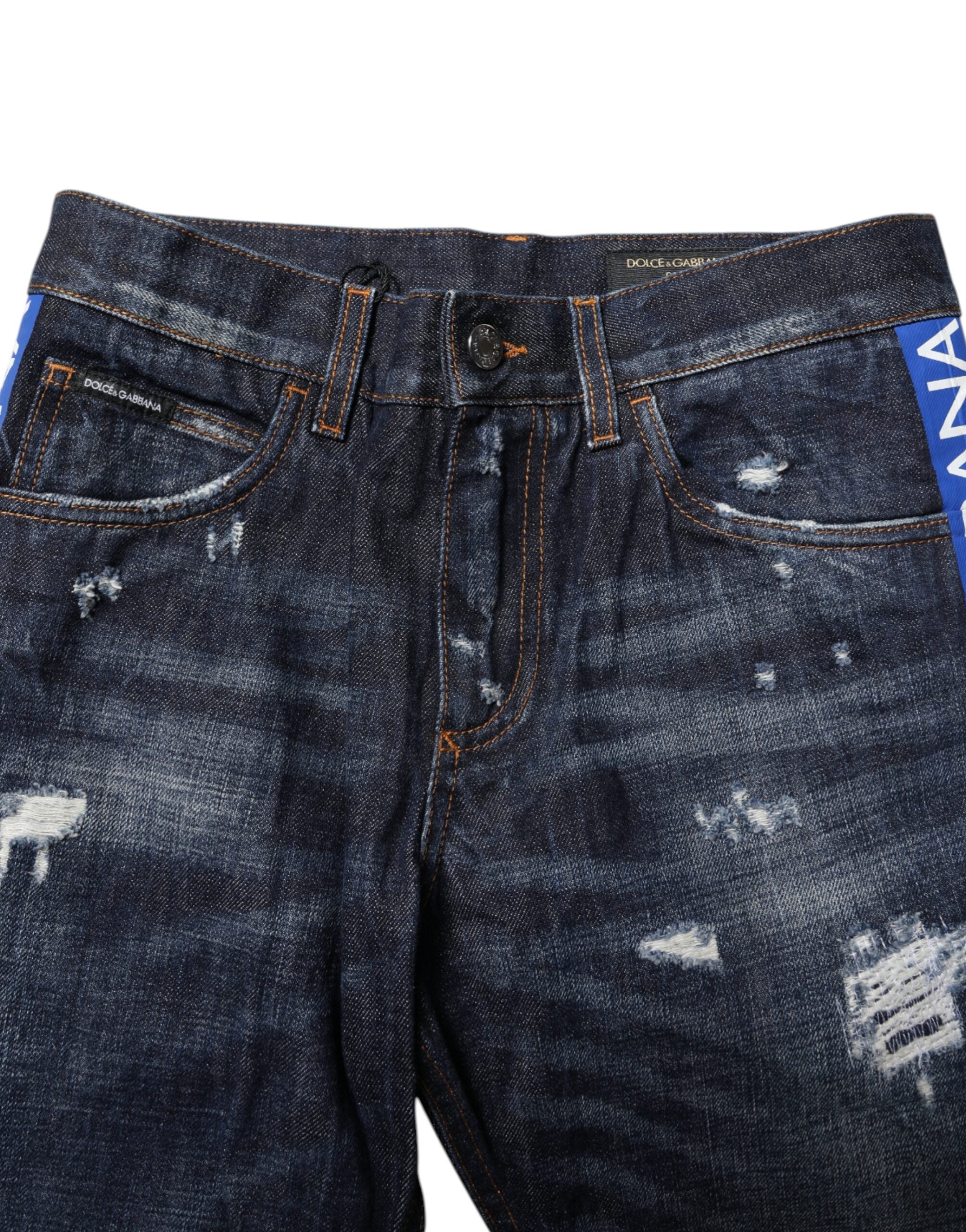 Dolce &amp; Gabbana – Dunkelblaue, zerfetzte Skinny-Jeans