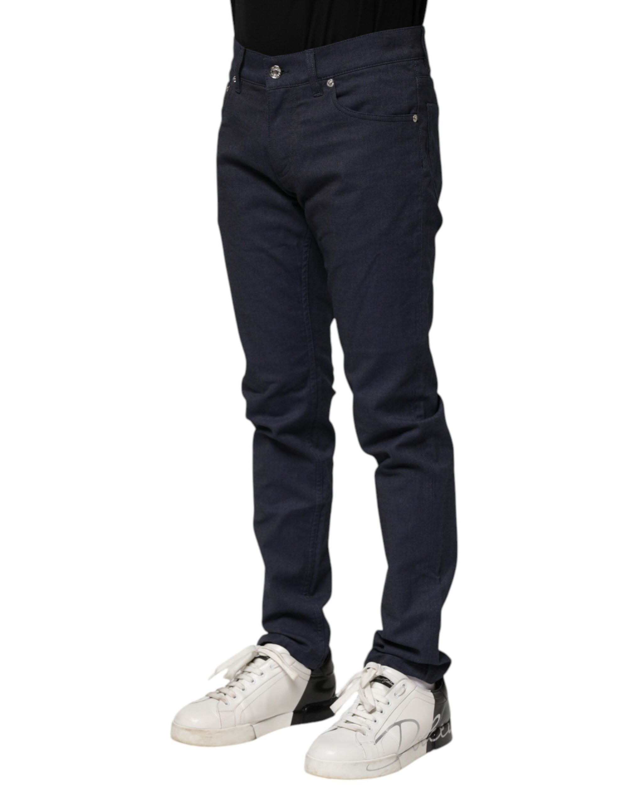 Dolce &amp; Gabbana Dunkelblaue Skinny-Jeans aus Baumwolle