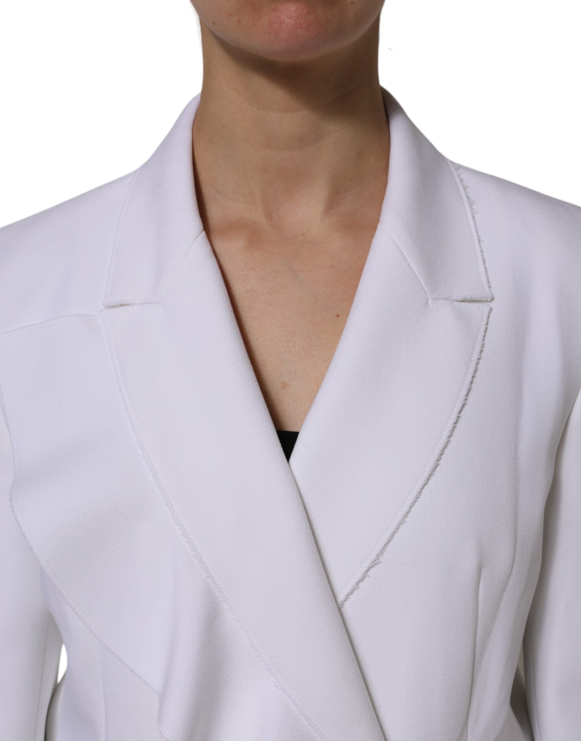 MSGM – Weiße Wickeljacke aus Polyester mit langen Ärmeln und Rüschen
