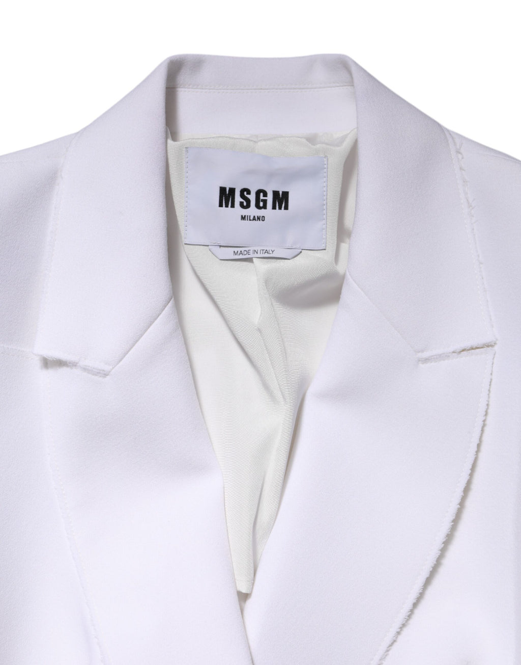 MSGM – Weiße Wickeljacke aus Polyester mit langen Ärmeln und Rüschen