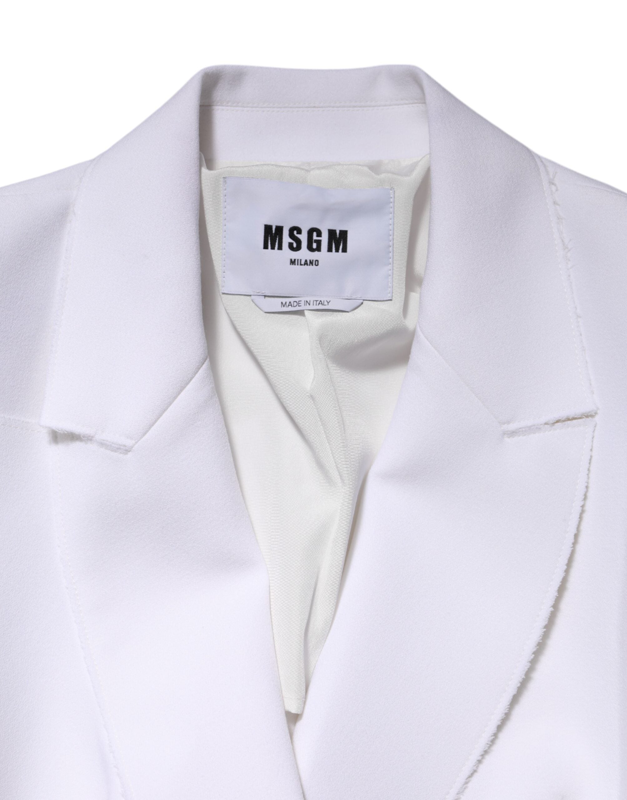 MSGM – Weiße Wickeljacke aus Polyester mit langen Ärmeln und Rüschen