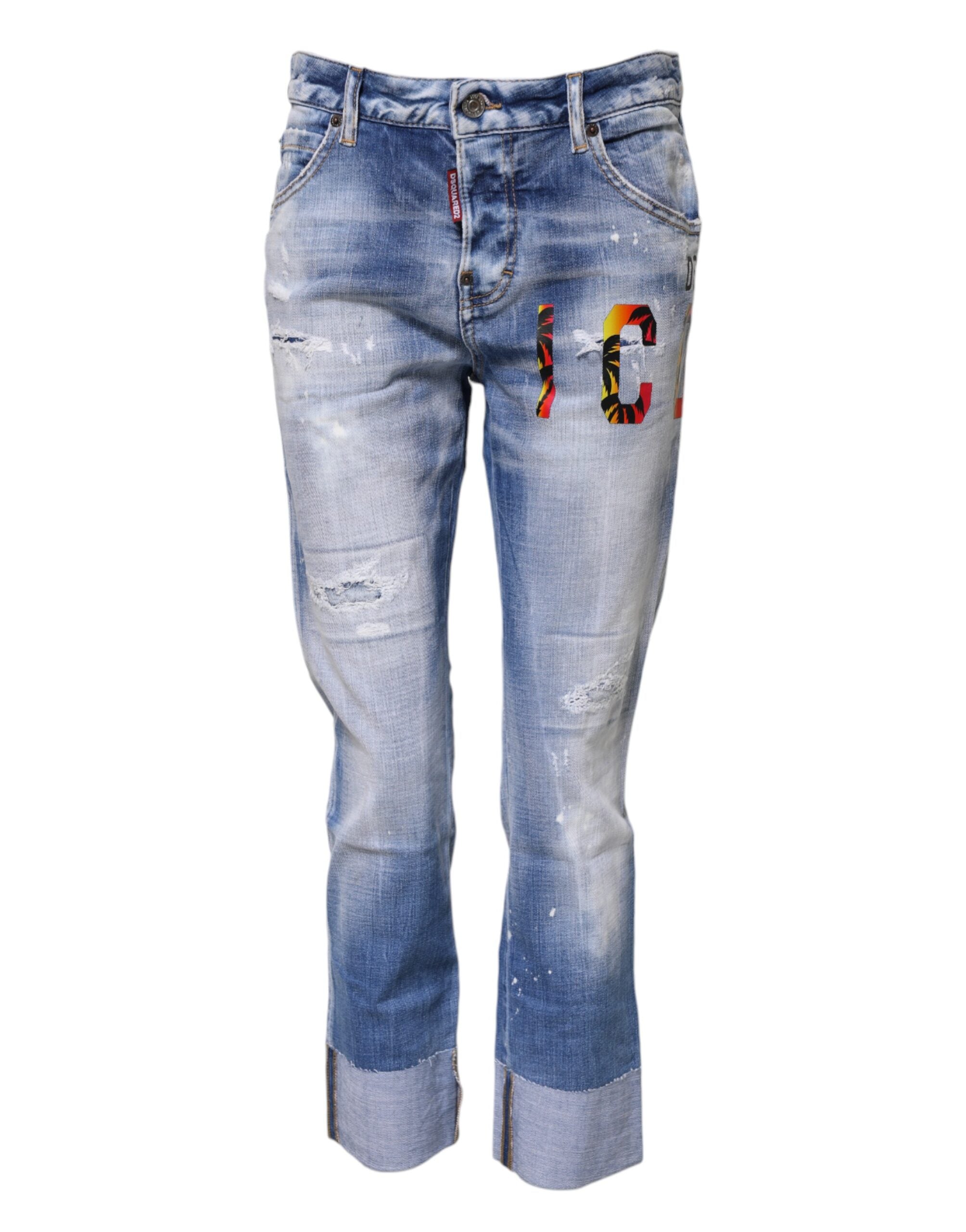Dsquared² – Skinny-Jeans aus verwaschener Baumwolle mit mittlerer Taille, blau