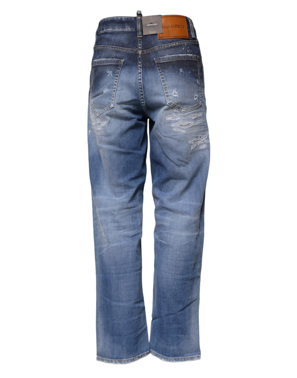 Dsquared² – Gerade Jeans aus zerfetzter Baumwolle mit mittlerer Taille, Blau