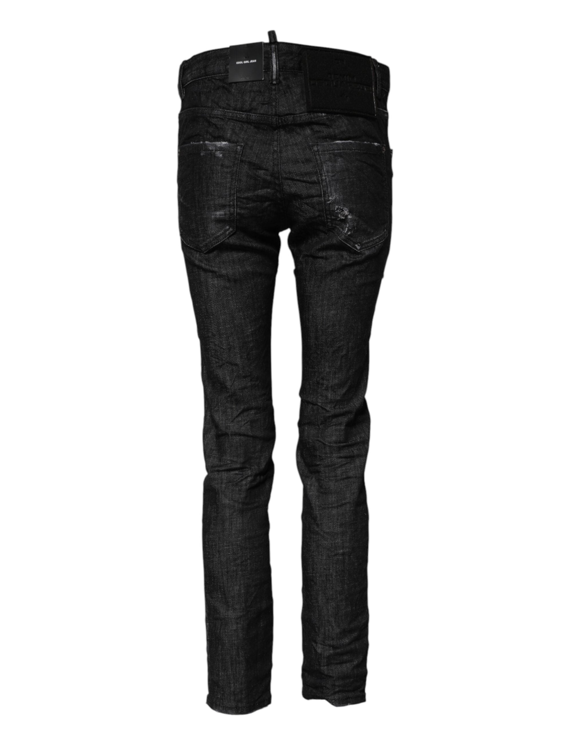 Dsquared² Schwarze Skinny Jeans aus verwaschener Baumwolle mit mittlerer Taille