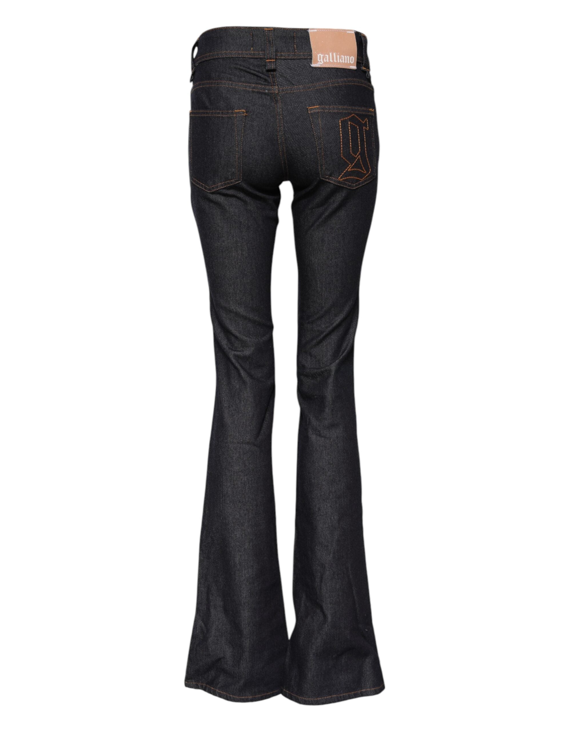 John Galliano – Blaue Jeans aus Baumwolle mit weitem Bein und mittlerer Taille