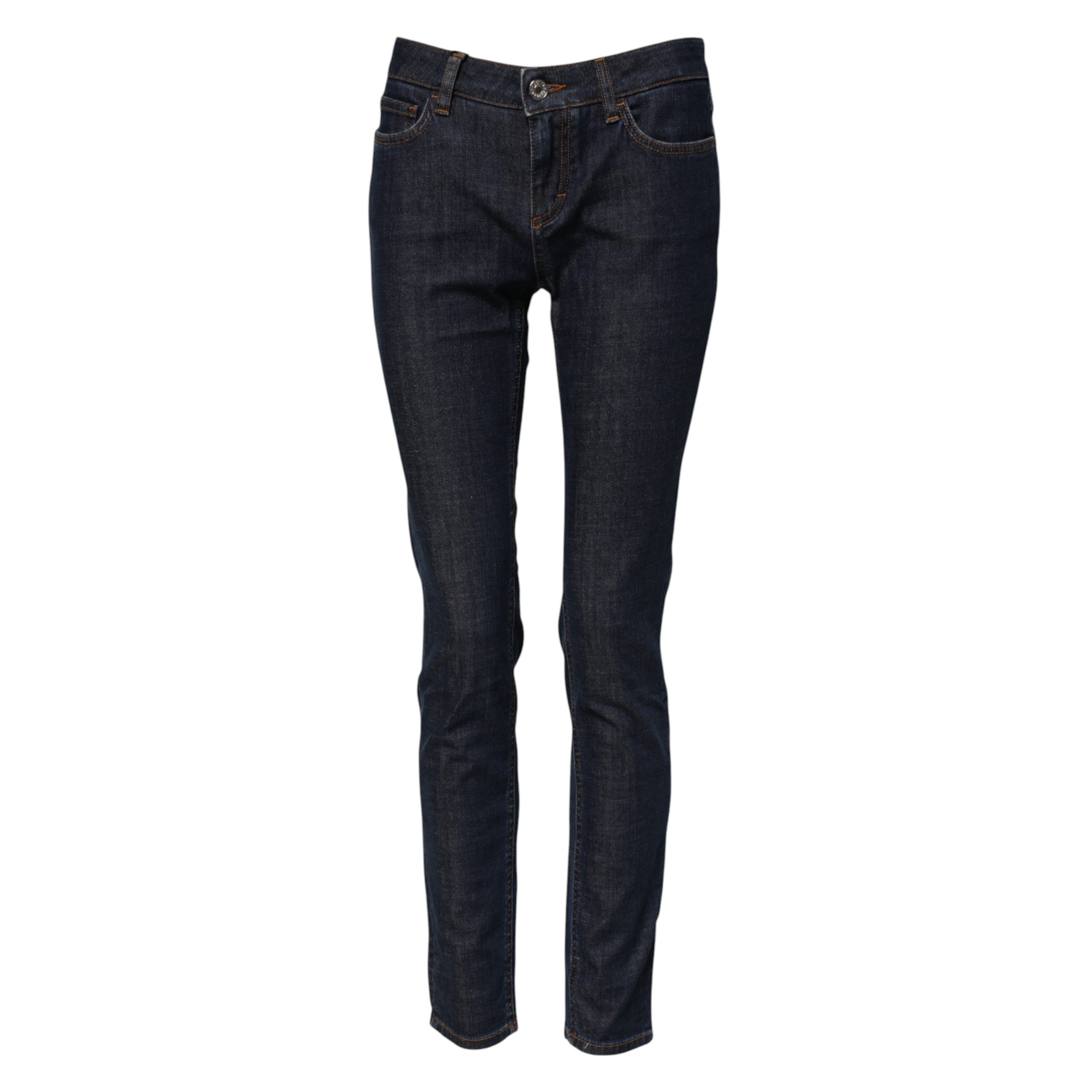 Dolce &amp; Gabbana – Blaue Skinny-Jeans aus Baumwolldenim mit mittlerer Taille