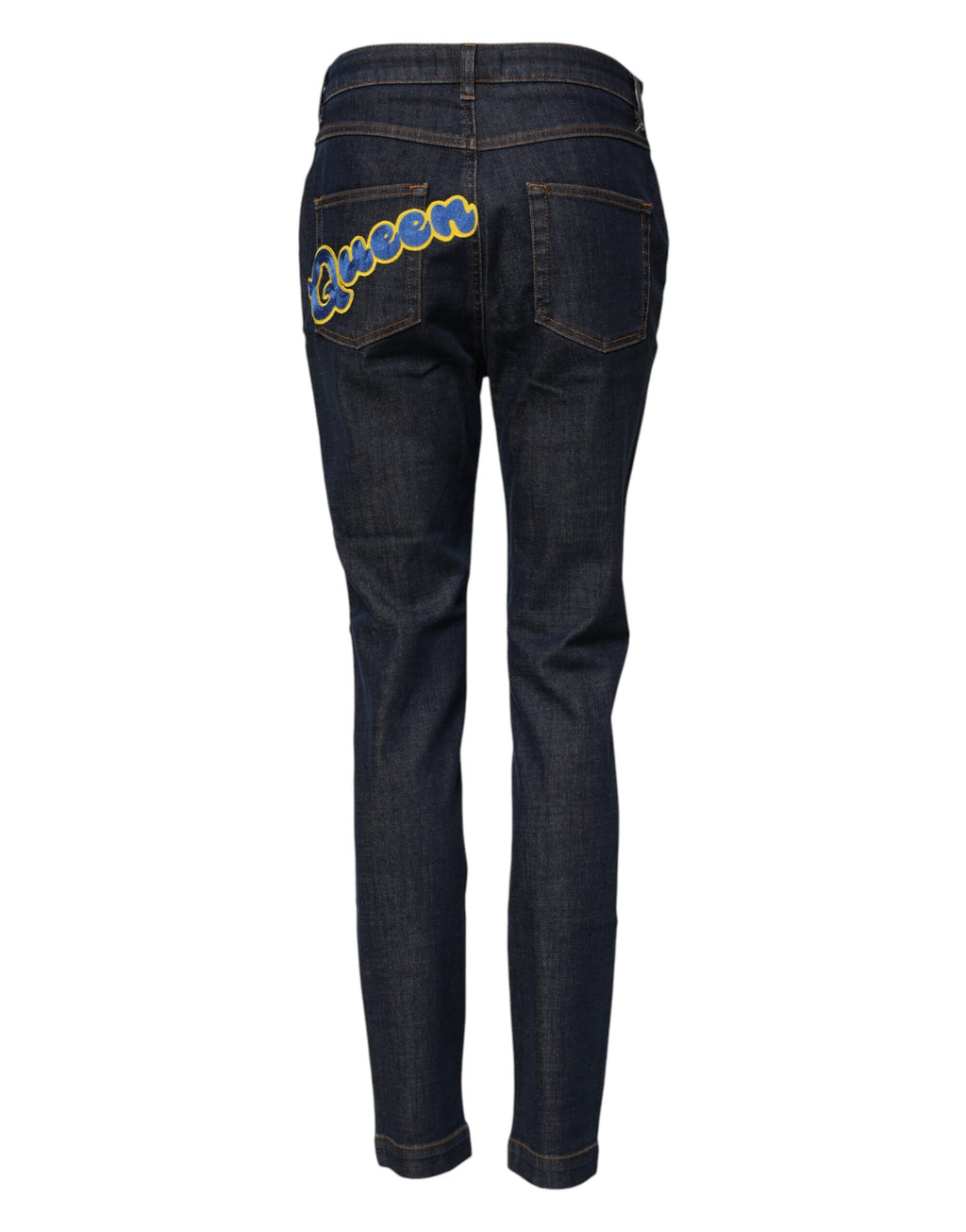 Dolce &amp; Gabbana Blue Queen Patch AUDREY Jeans mit mittelhohem Bund