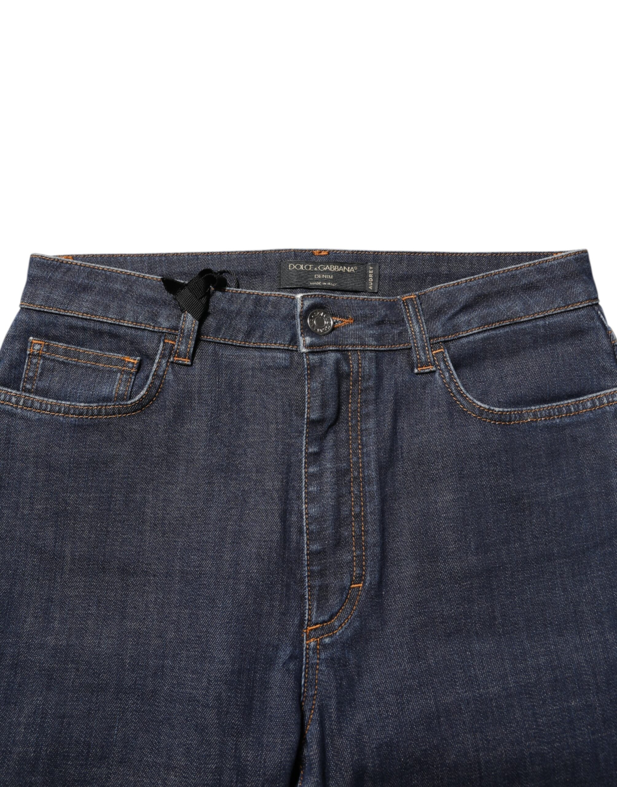 Dolce &amp; Gabbana Blue Queen Patch AUDREY Jeans mit mittelhohem Bund