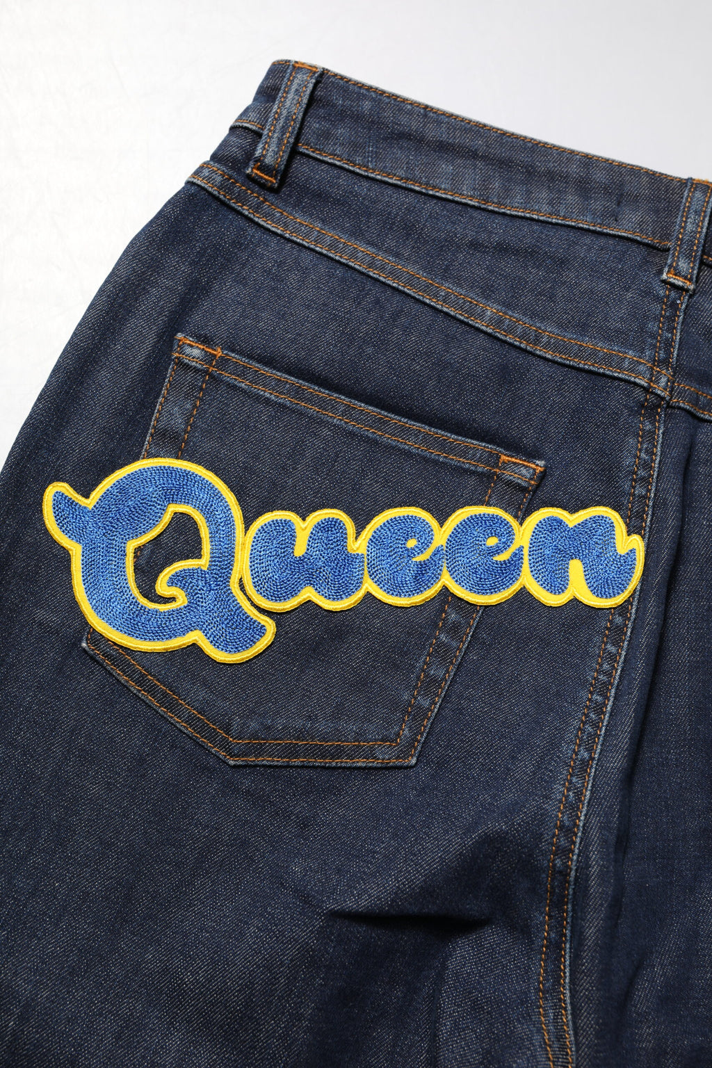 Dolce &amp; Gabbana Blue Queen Patch AUDREY Jeans mit mittelhohem Bund