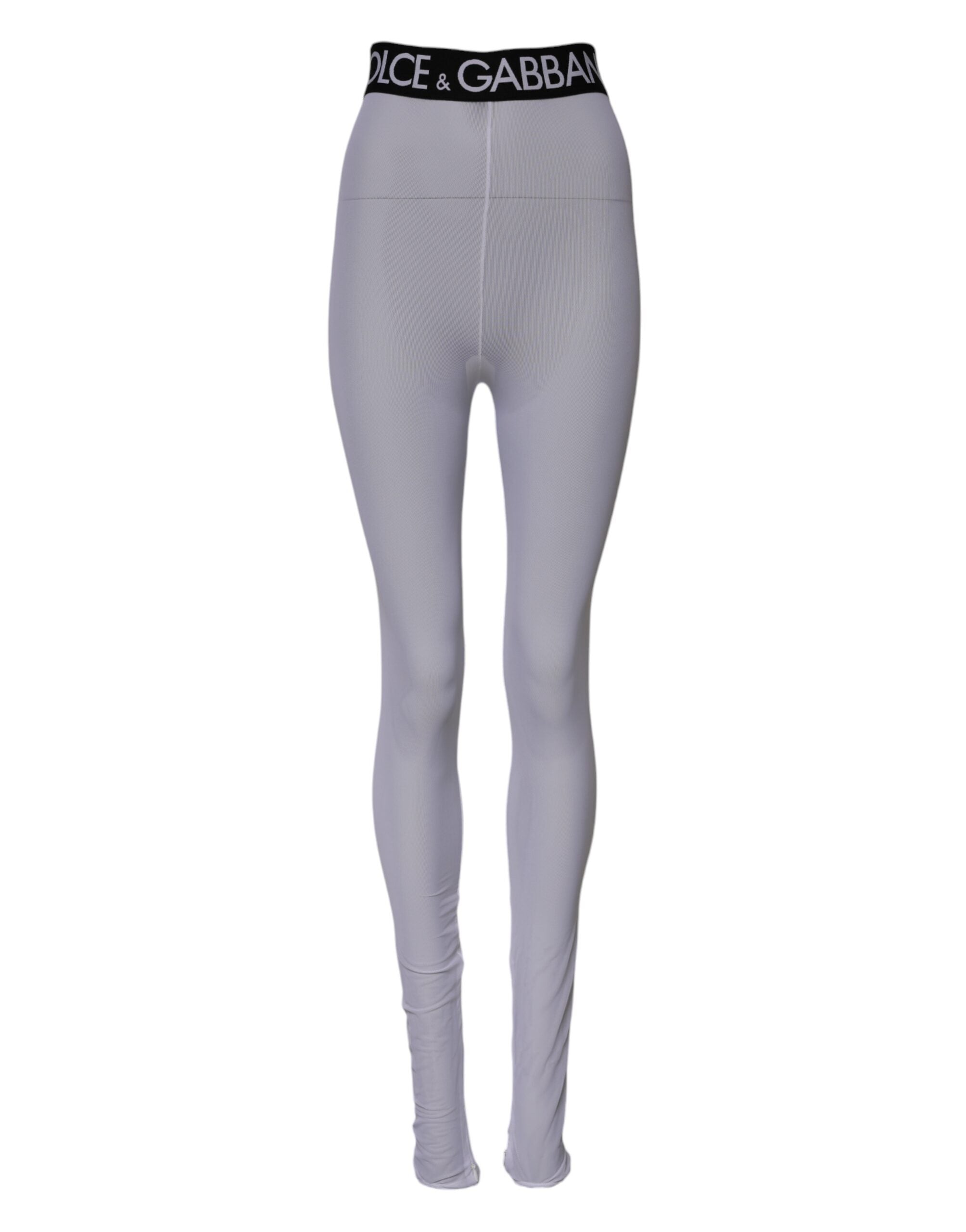 Dolce &amp; Gabbana – Graue Leggings aus Nylon mit mittelhohem Bund und DG-Logo