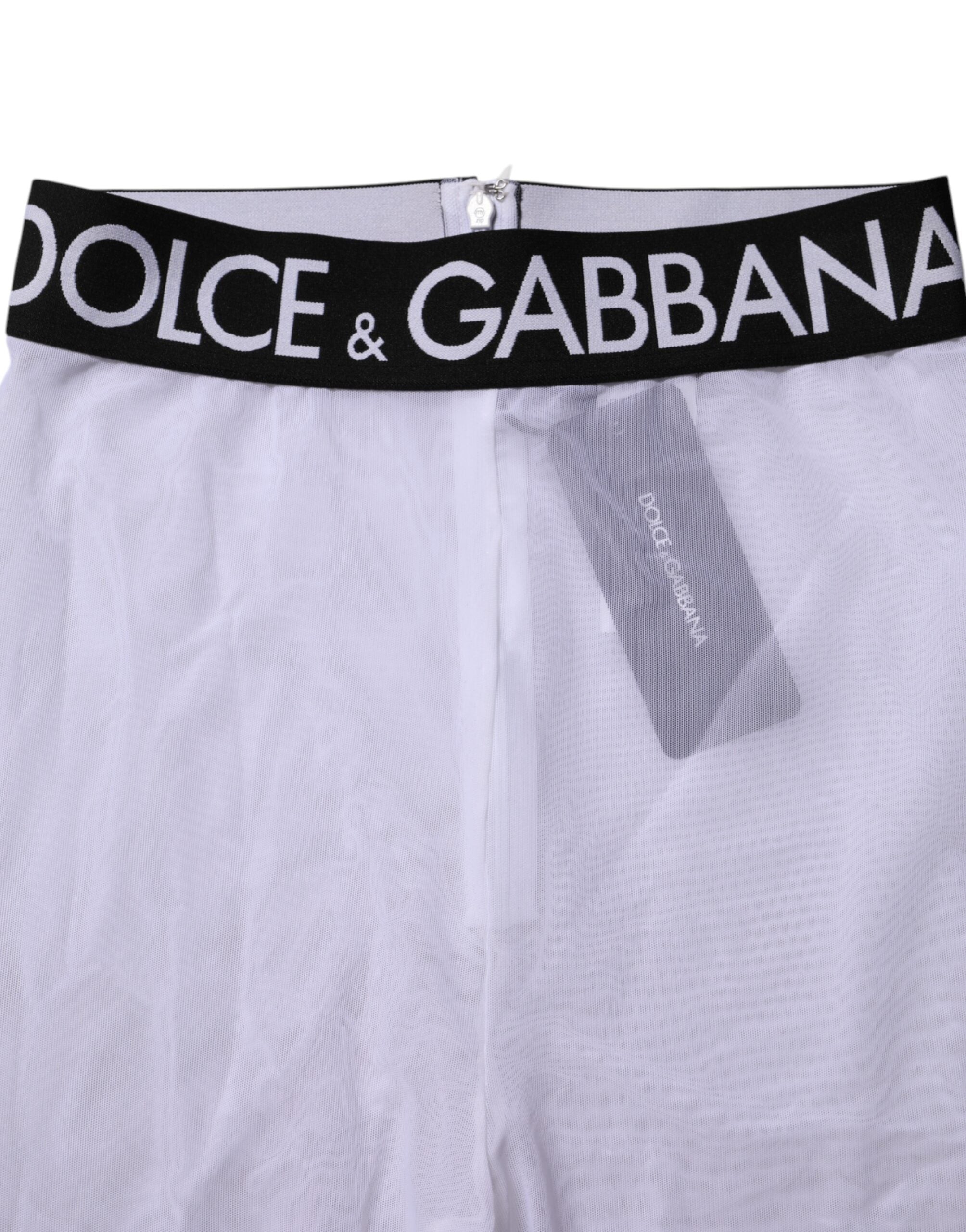 Dolce &amp; Gabbana – Graue Leggings aus Nylon mit mittelhohem Bund und DG-Logo