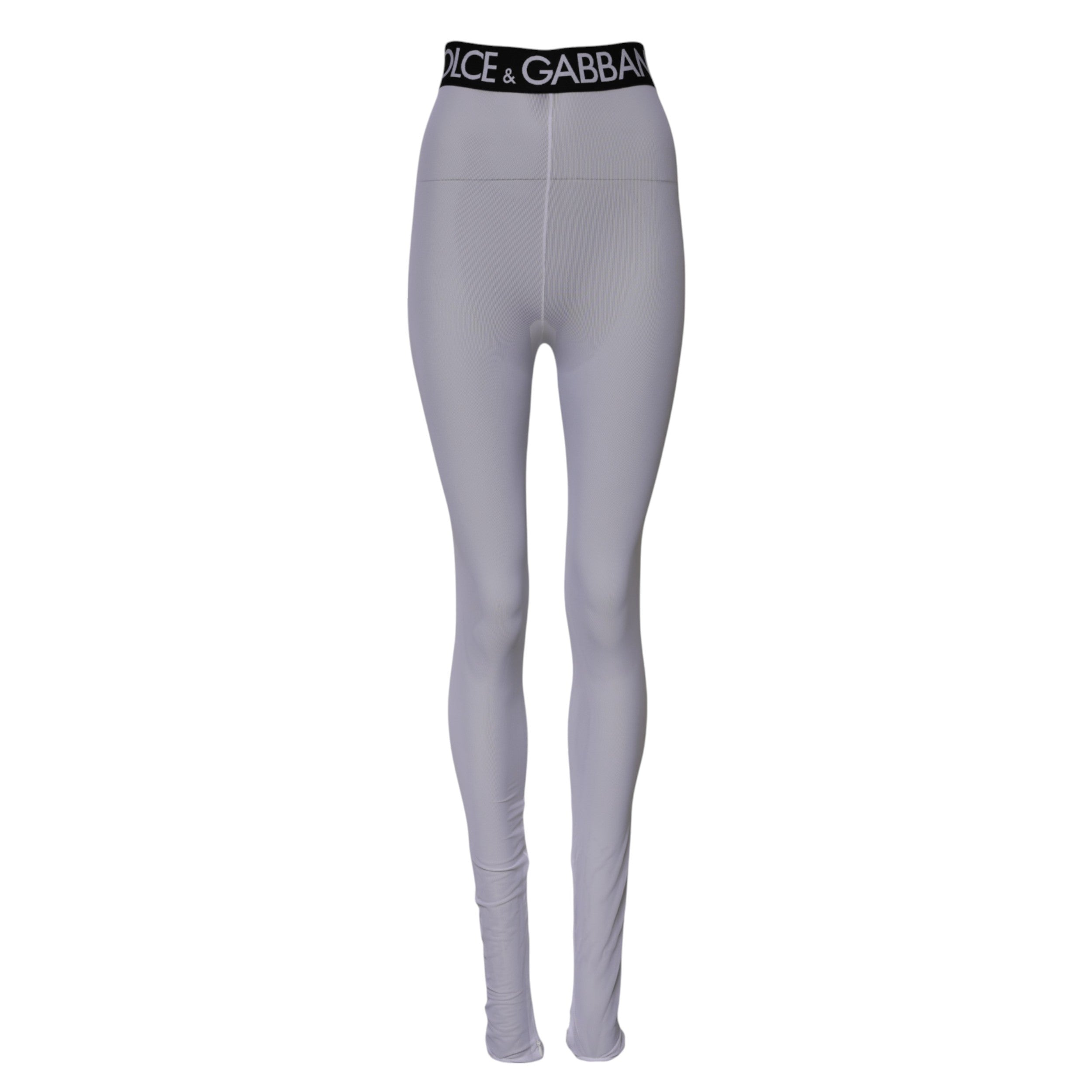 Dolce &amp; Gabbana – Graue Leggings aus Nylon mit mittelhohem Bund und DG-Logo