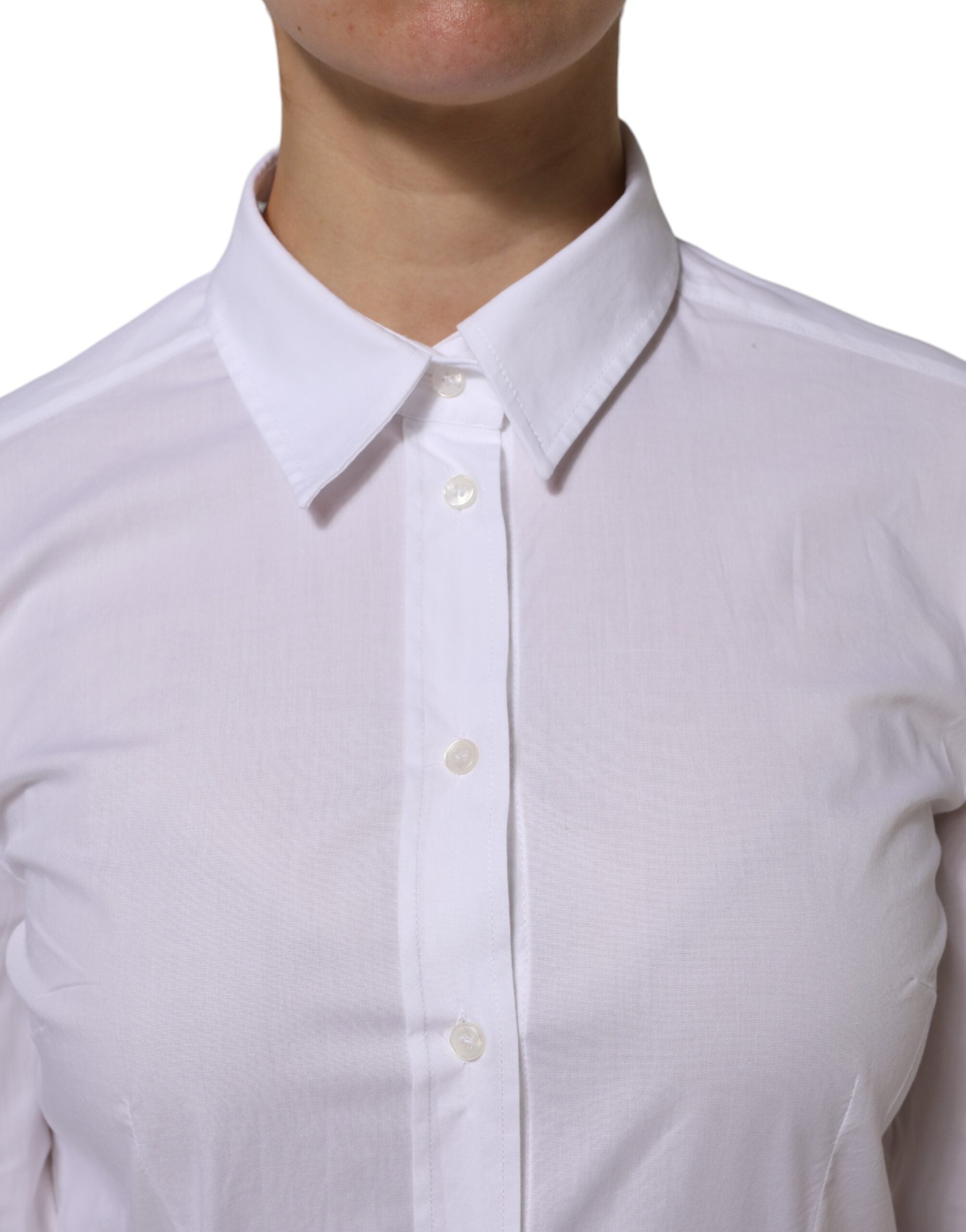Dolce &amp; Gabbana – Weißes Langarm-Oberhemd aus Baumwolle mit Kragen