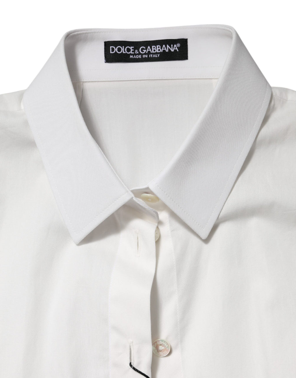 Dolce &amp; Gabbana – Weißes Baumwoll-Oberhemd mit kurzen Ärmeln und Kragen