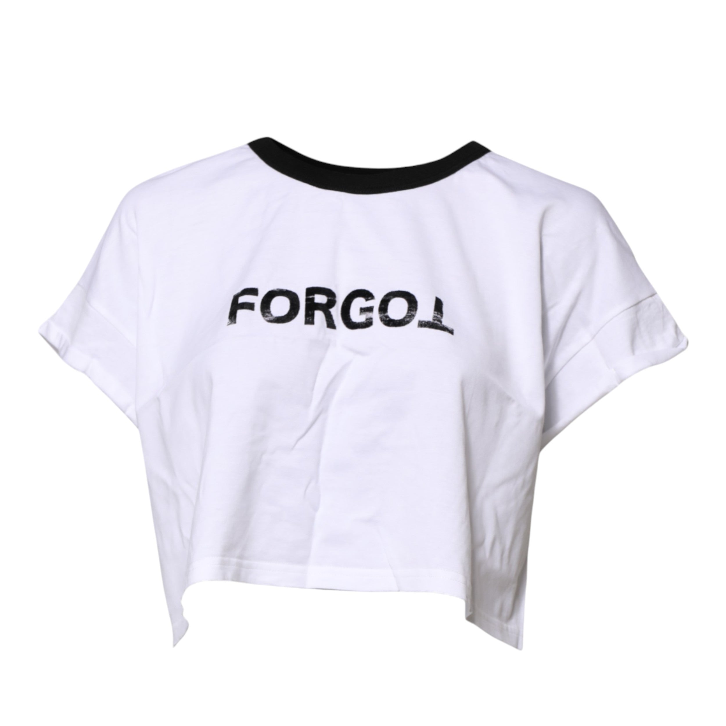 Dolce & Gabbana White Graphic Print Crew Neck Cropped T-shirt