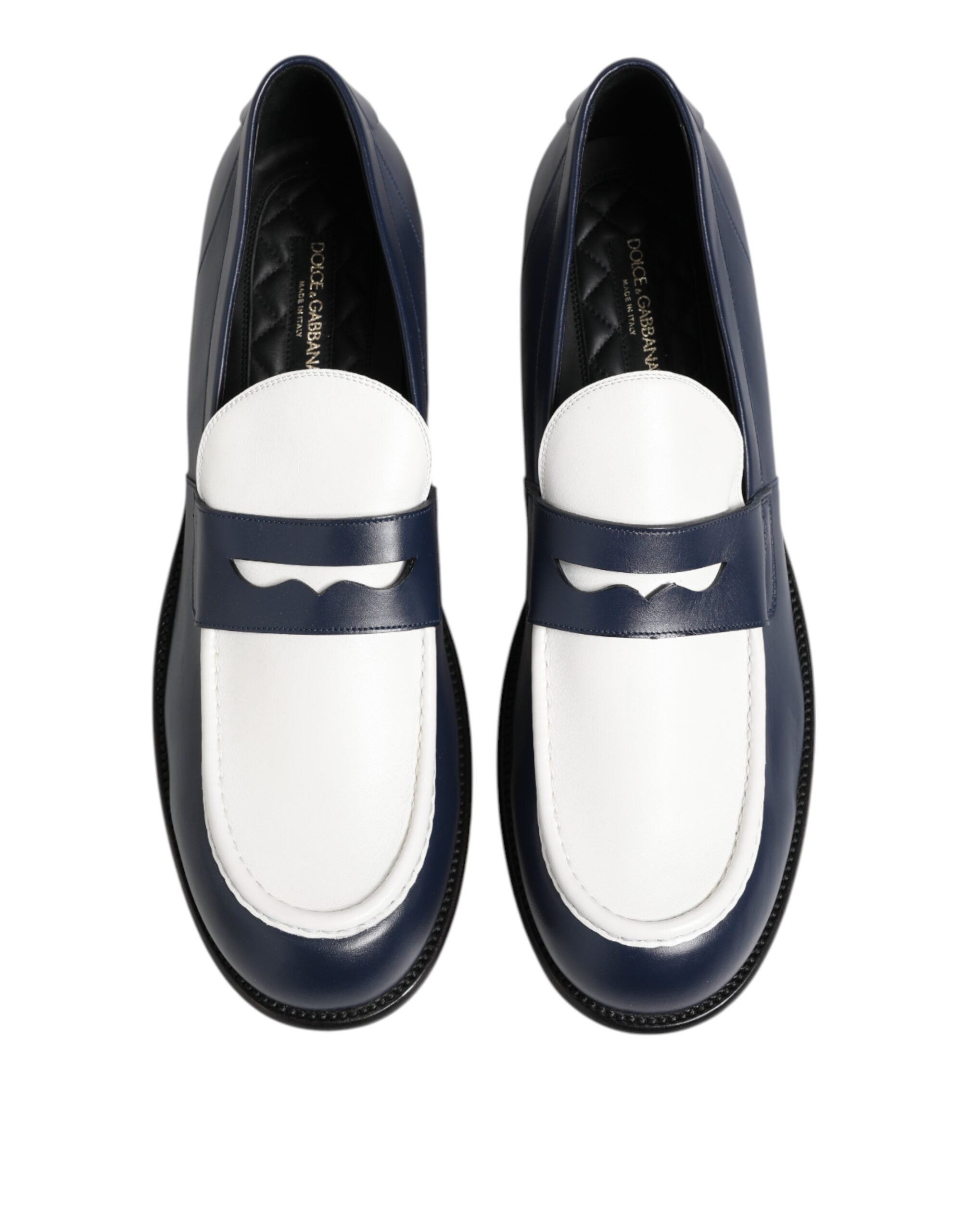 Dolce &amp; Gabbana – Slipper aus schwarzem und weißem Leder für Herren