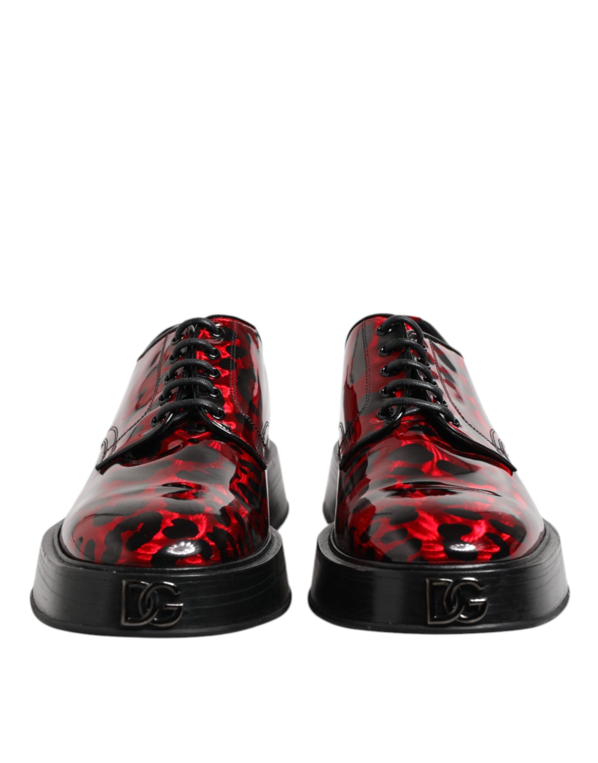 Dolce &amp; Gabbana – Derby-Schuhe für formelle Herren mit rotem Leopardenmuster