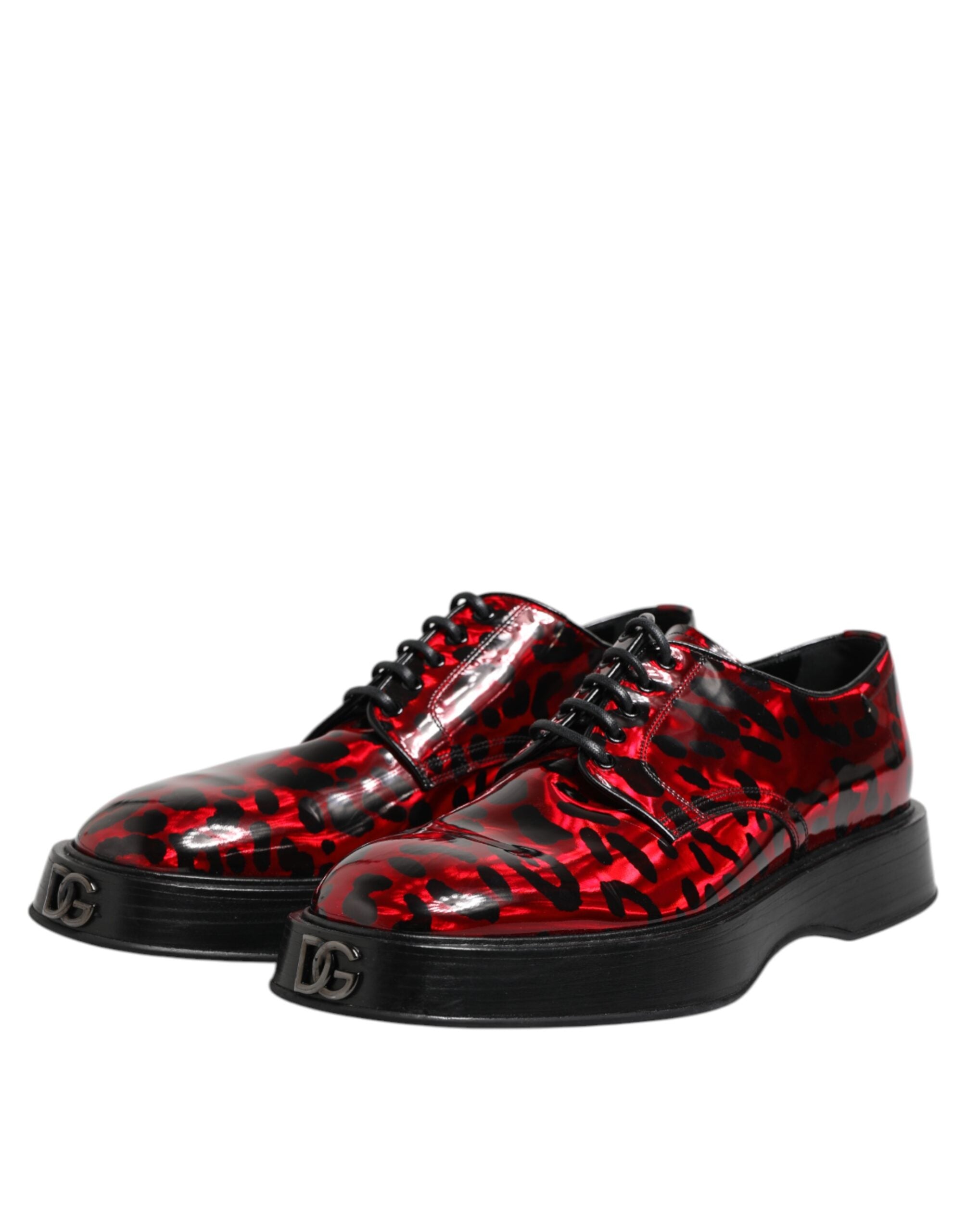 Dolce &amp; Gabbana – Derby-Schuhe für formelle Herren mit rotem Leopardenmuster