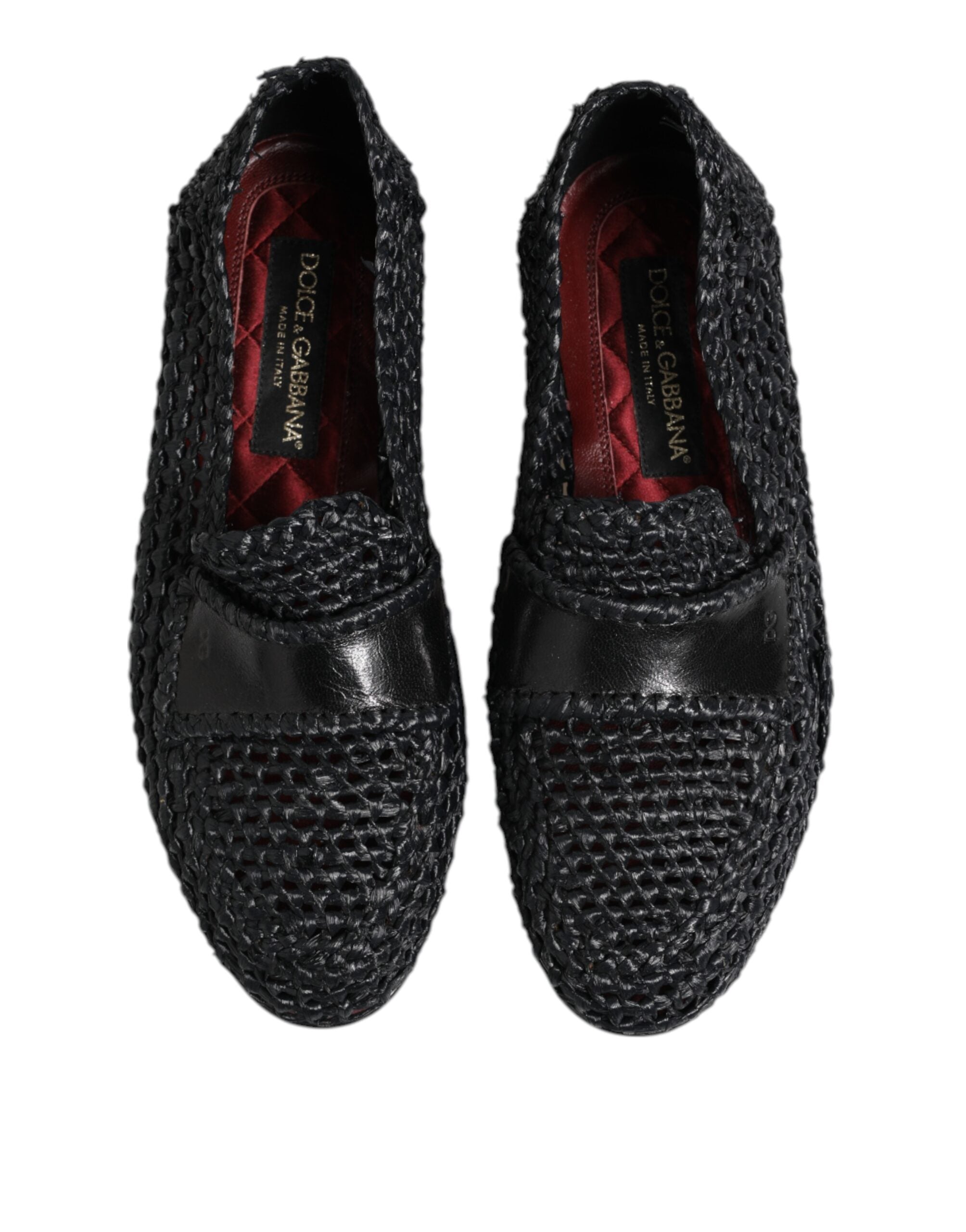 Dolce &amp; Gabbana Slipper aus geflochtenem Leder in Schwarz Herren Schuhe