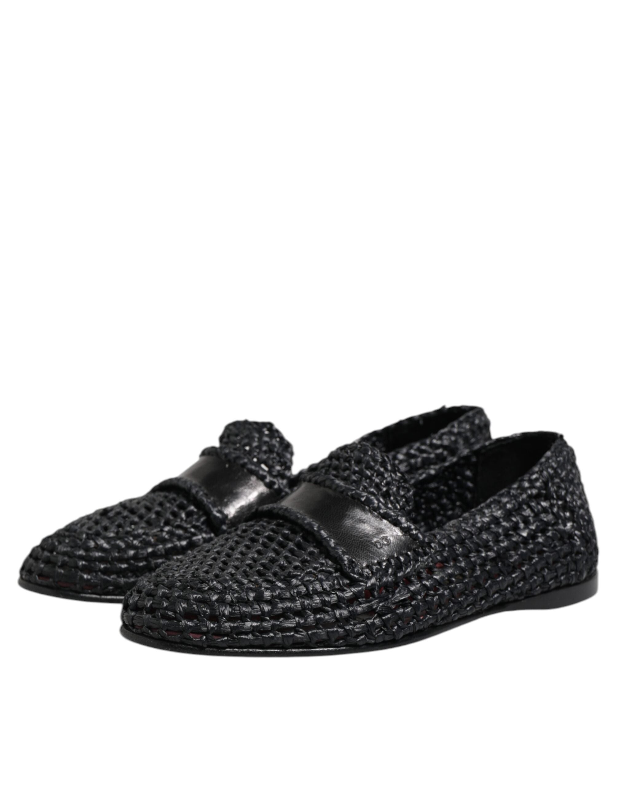 Dolce &amp; Gabbana Slipper aus geflochtenem Leder in Schwarz Herren Schuhe