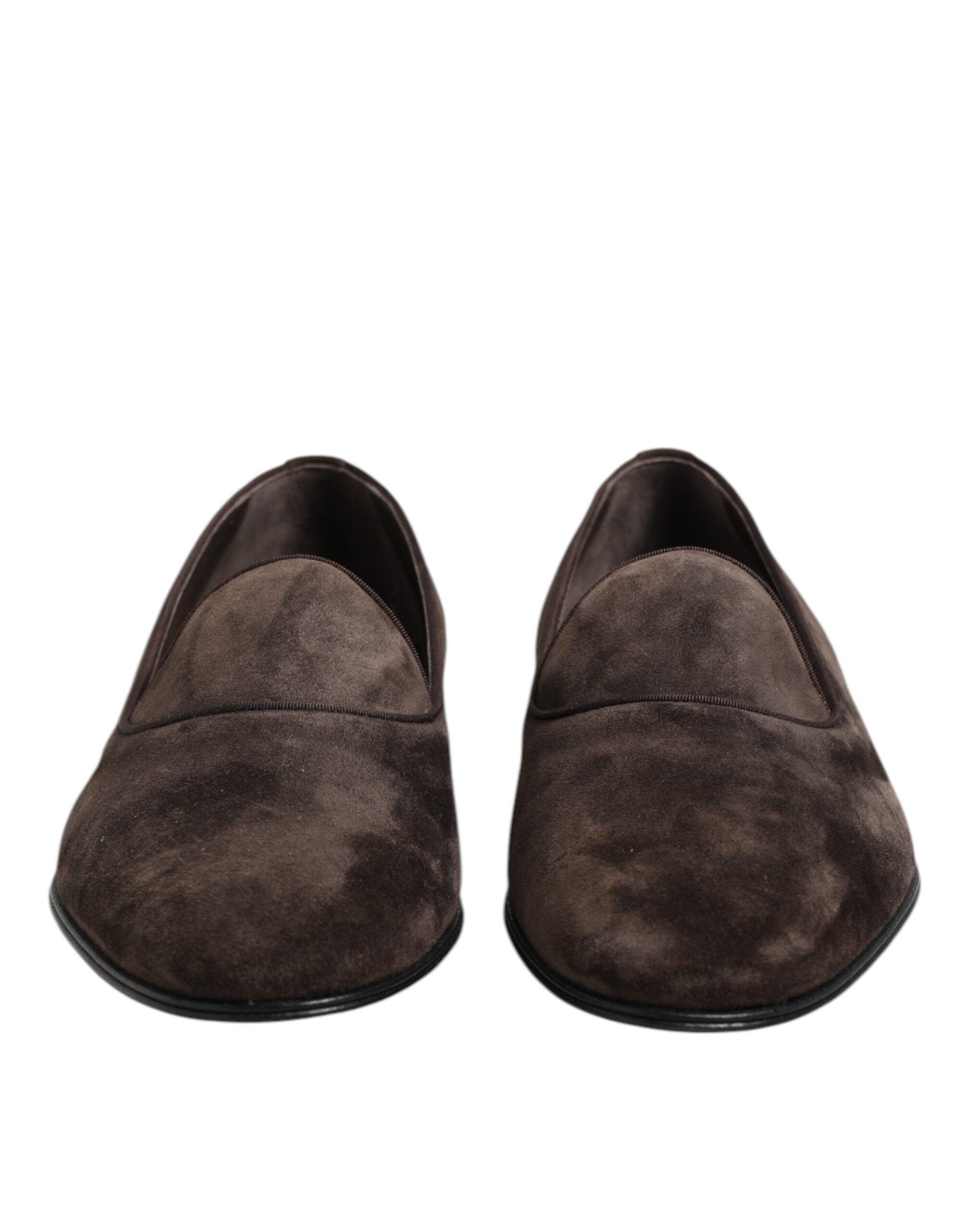 Dolce &amp; Gabbana – Slipper aus braunem Samt und Leder