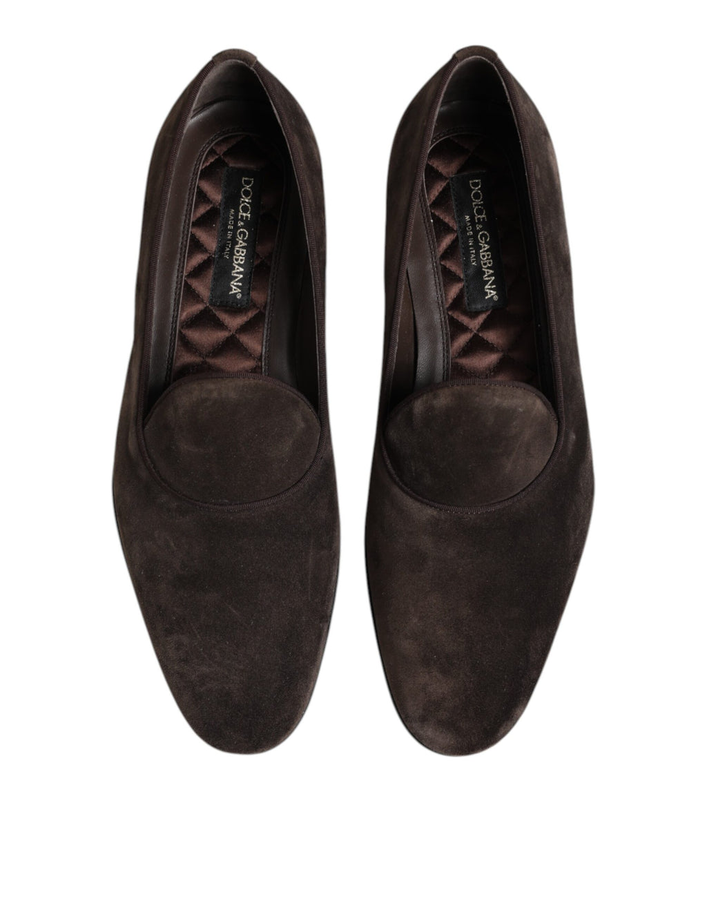 Dolce &amp; Gabbana – Slipper aus braunem Samt und Leder