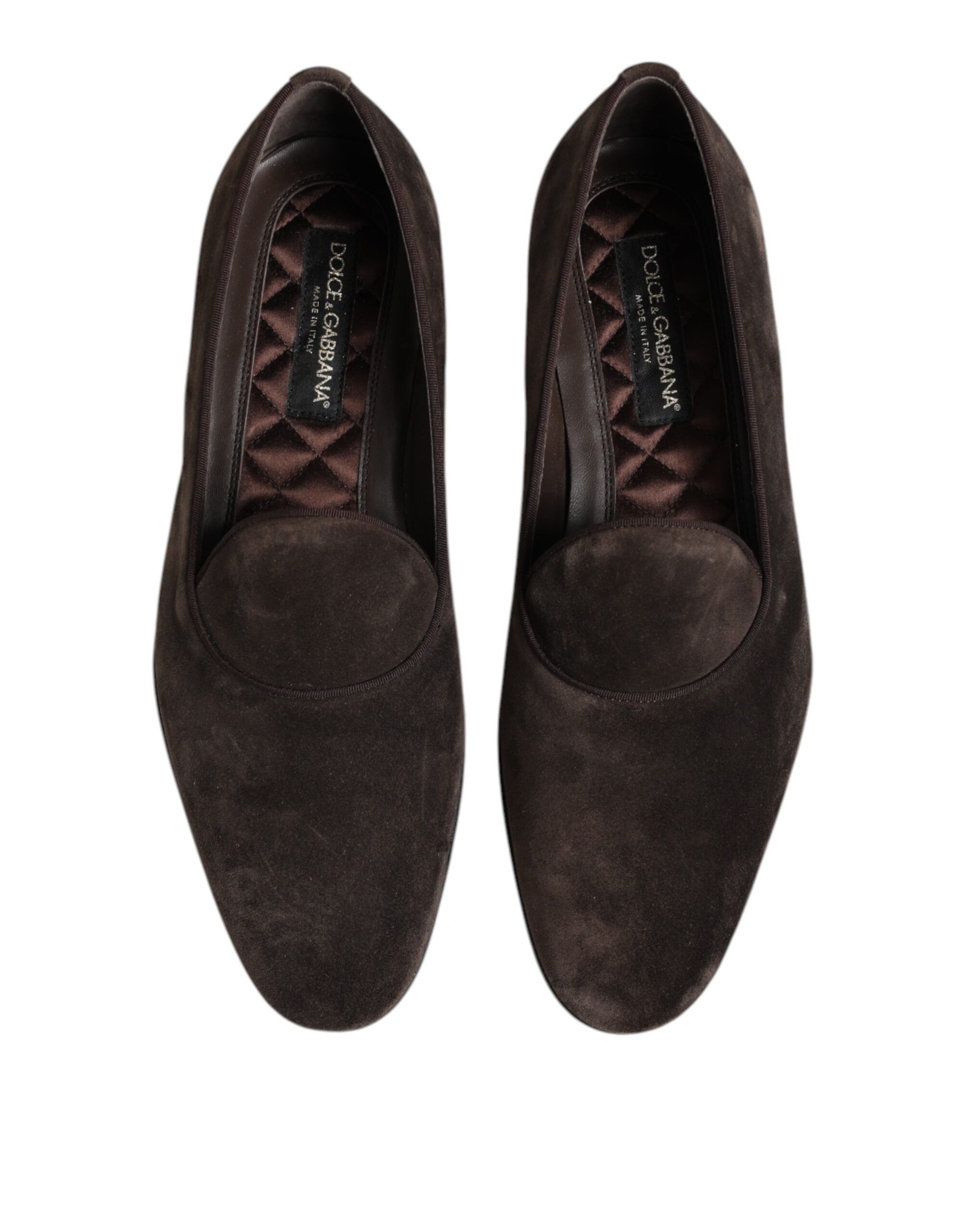 Dolce &amp; Gabbana – Slipper aus braunem Samt und Leder