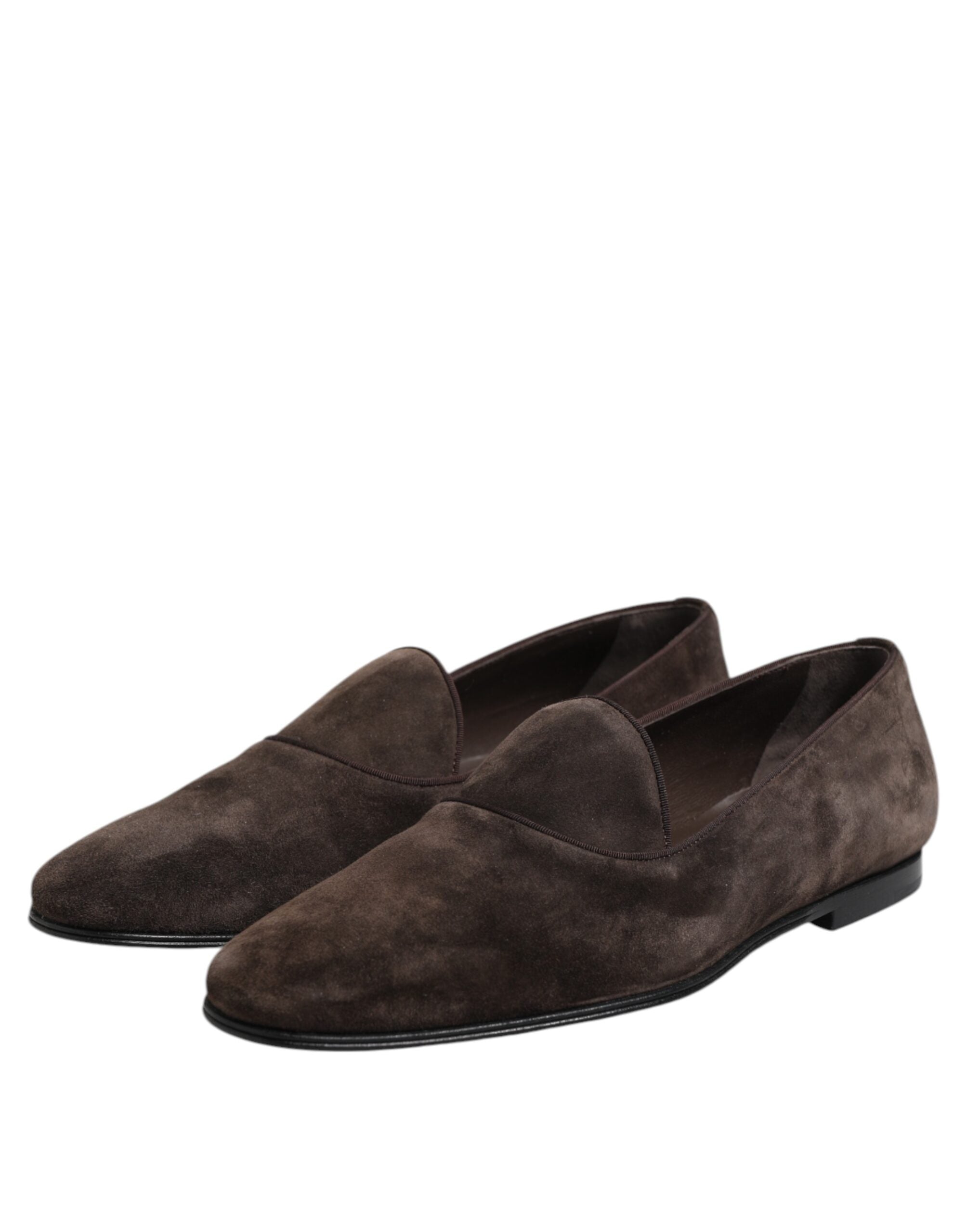Dolce &amp; Gabbana – Slipper aus braunem Samt und Leder