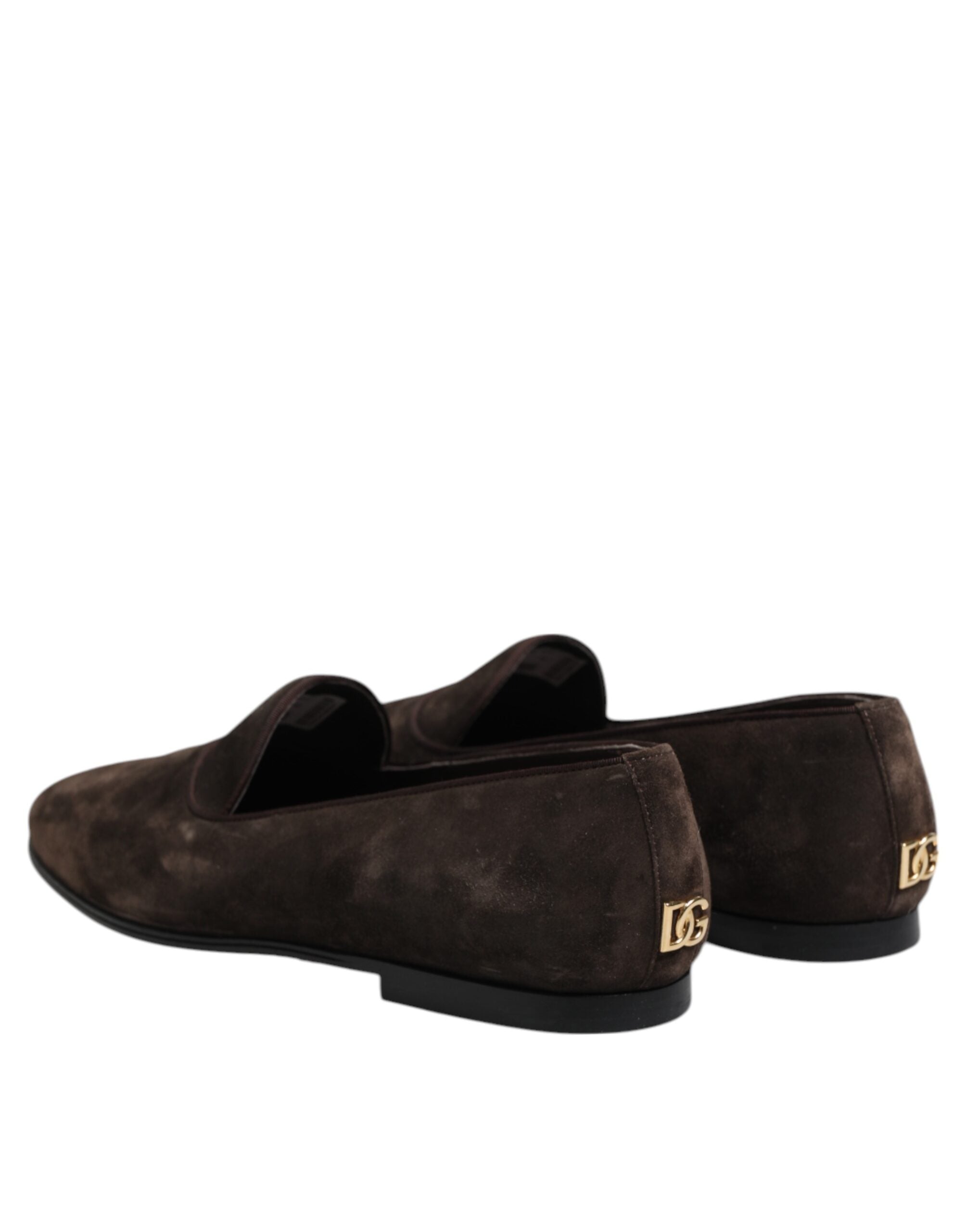 Dolce &amp; Gabbana – Slipper aus braunem Samt und Leder