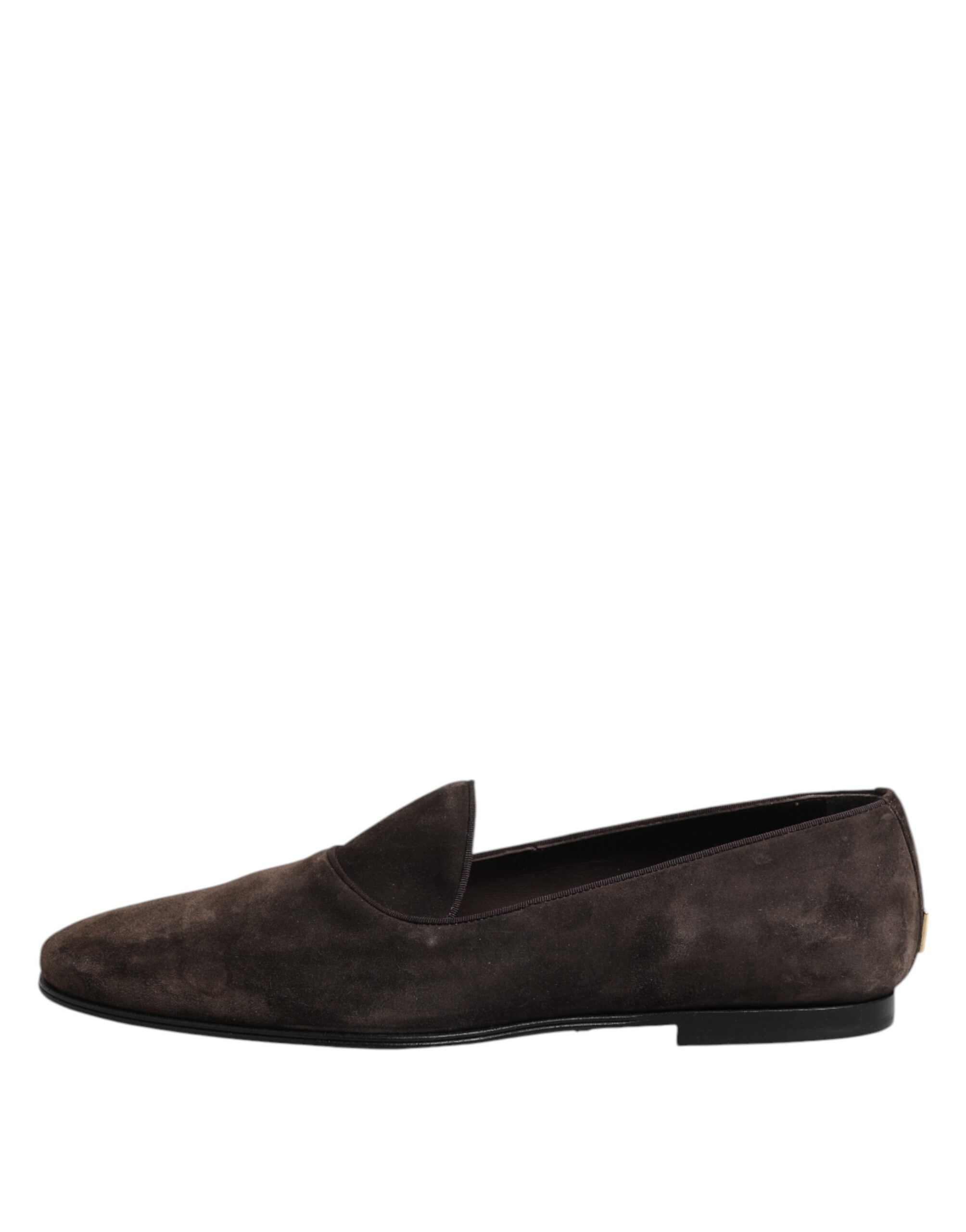Dolce &amp; Gabbana – Slipper aus braunem Samt und Leder