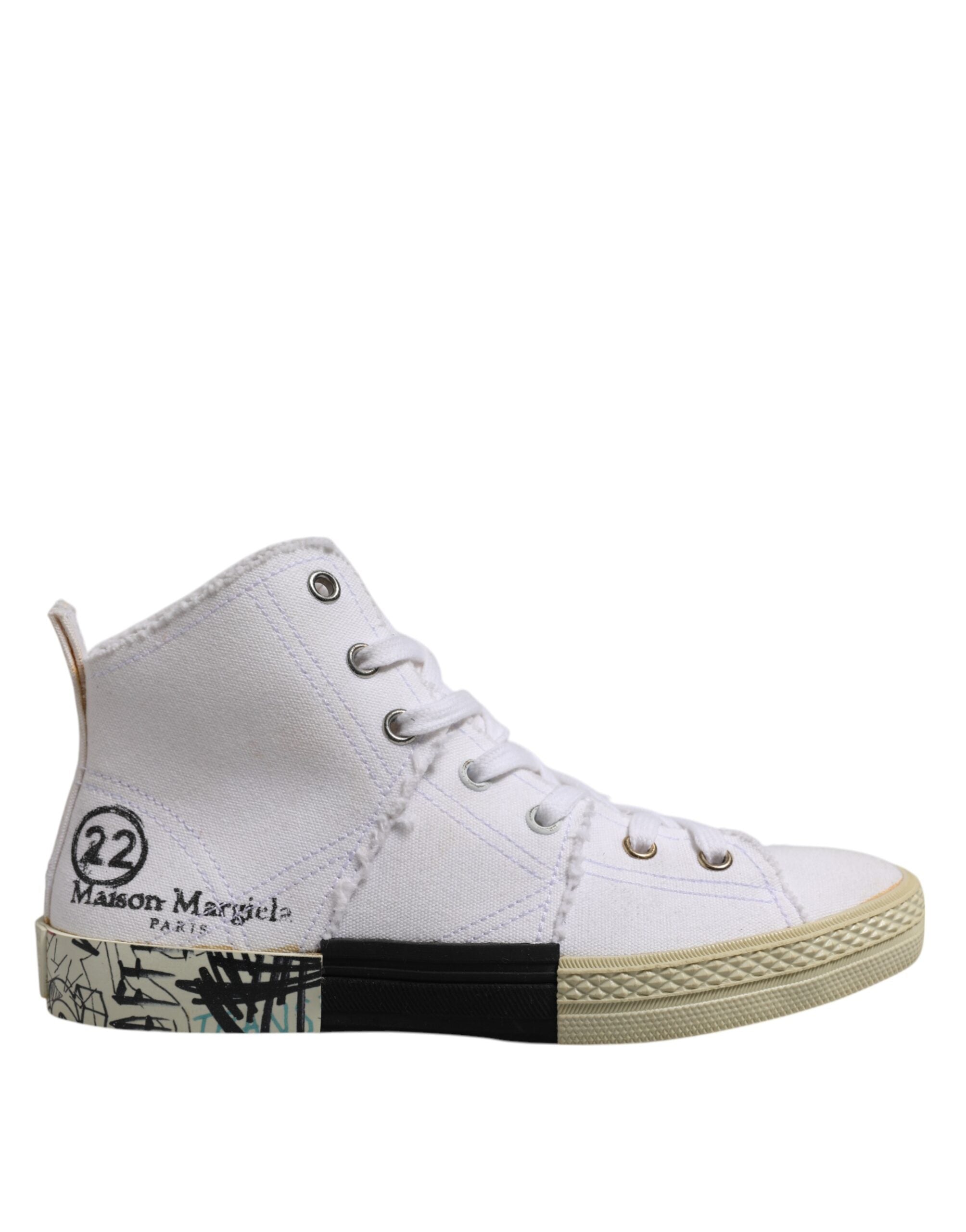 Maison Margiela Weiße Schnürschuhe mit mittlerem Schaft für Damen
