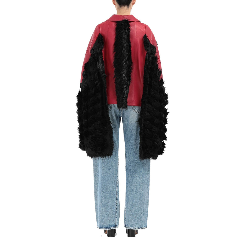 Maison Margiela Faux Fur Trimmed Leather Cape Jacket – Siebentaschen