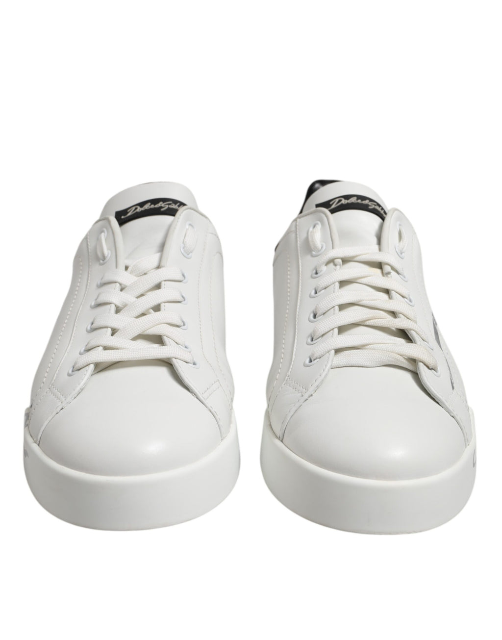 Dolce &amp; Gabbana Weiß Schwarz Logo Low Top Leder Sneakers Schuhe