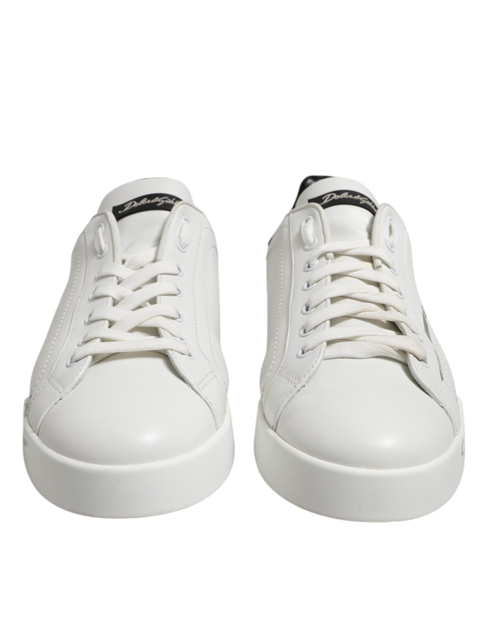 Dolce &amp; Gabbana Weiß Schwarz Logo Low Top Leder Sneakers Schuhe