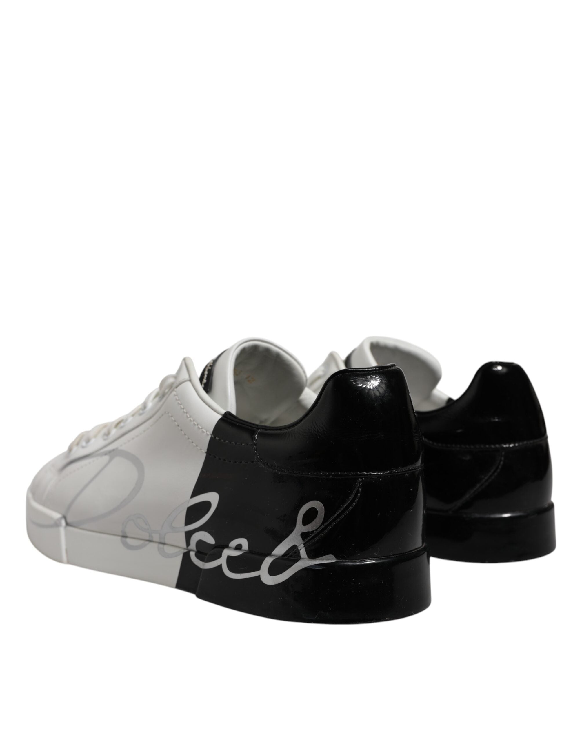 Dolce &amp; Gabbana Weiß Schwarz Logo Low Top Leder Sneakers Schuhe