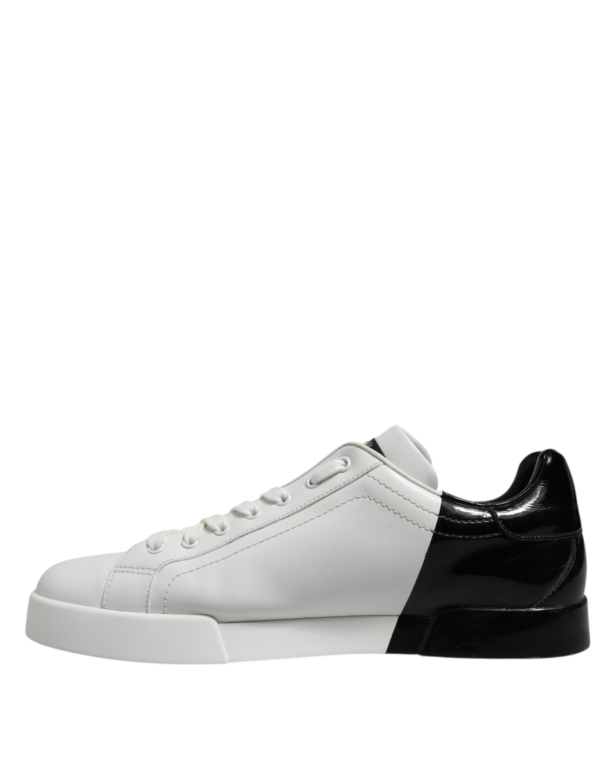 Dolce &amp; Gabbana Weiß Schwarz Logo Low Top Leder Sneakers Schuhe