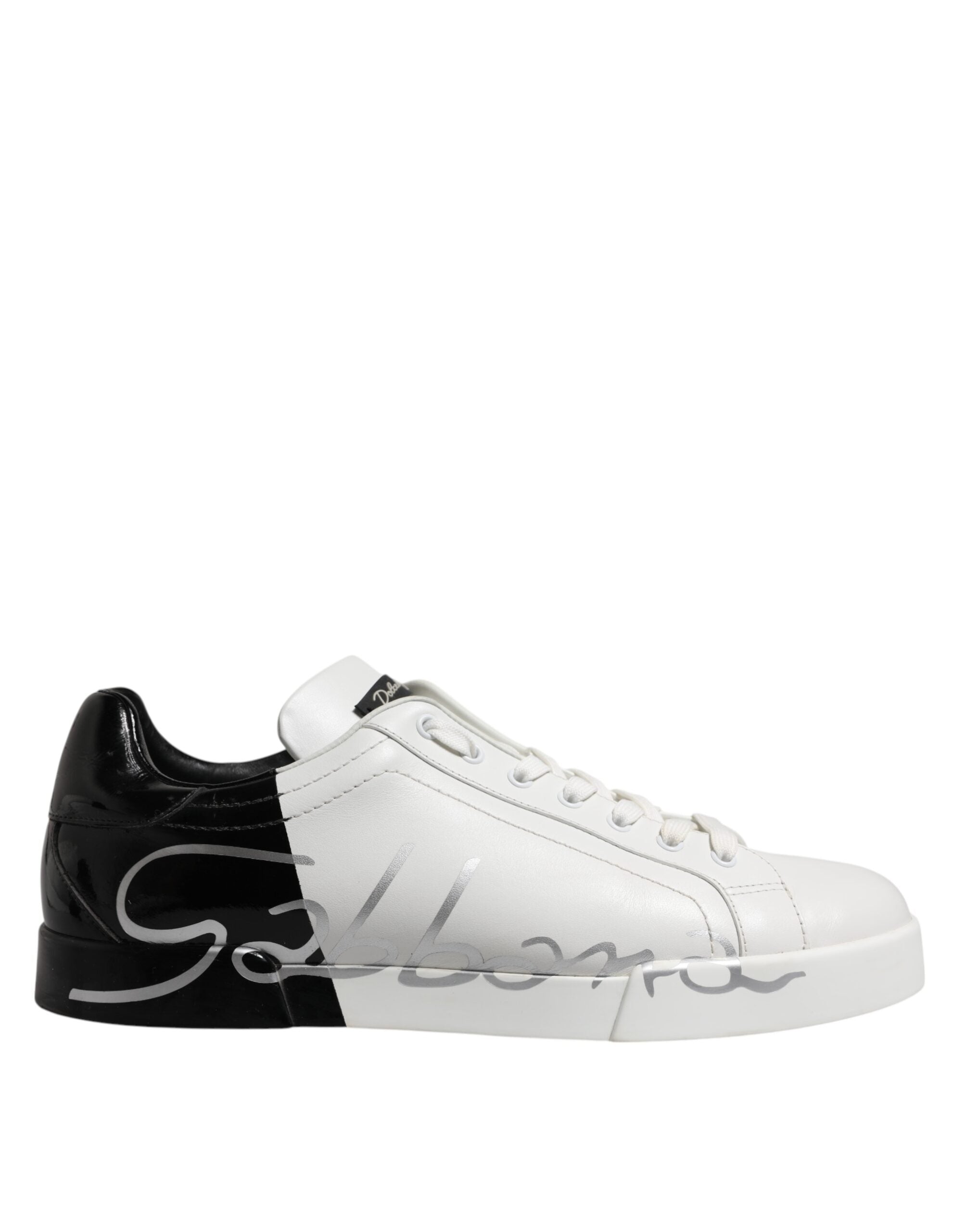 Dolce &amp; Gabbana Weiß Schwarz Logo Low Top Leder Sneakers Schuhe