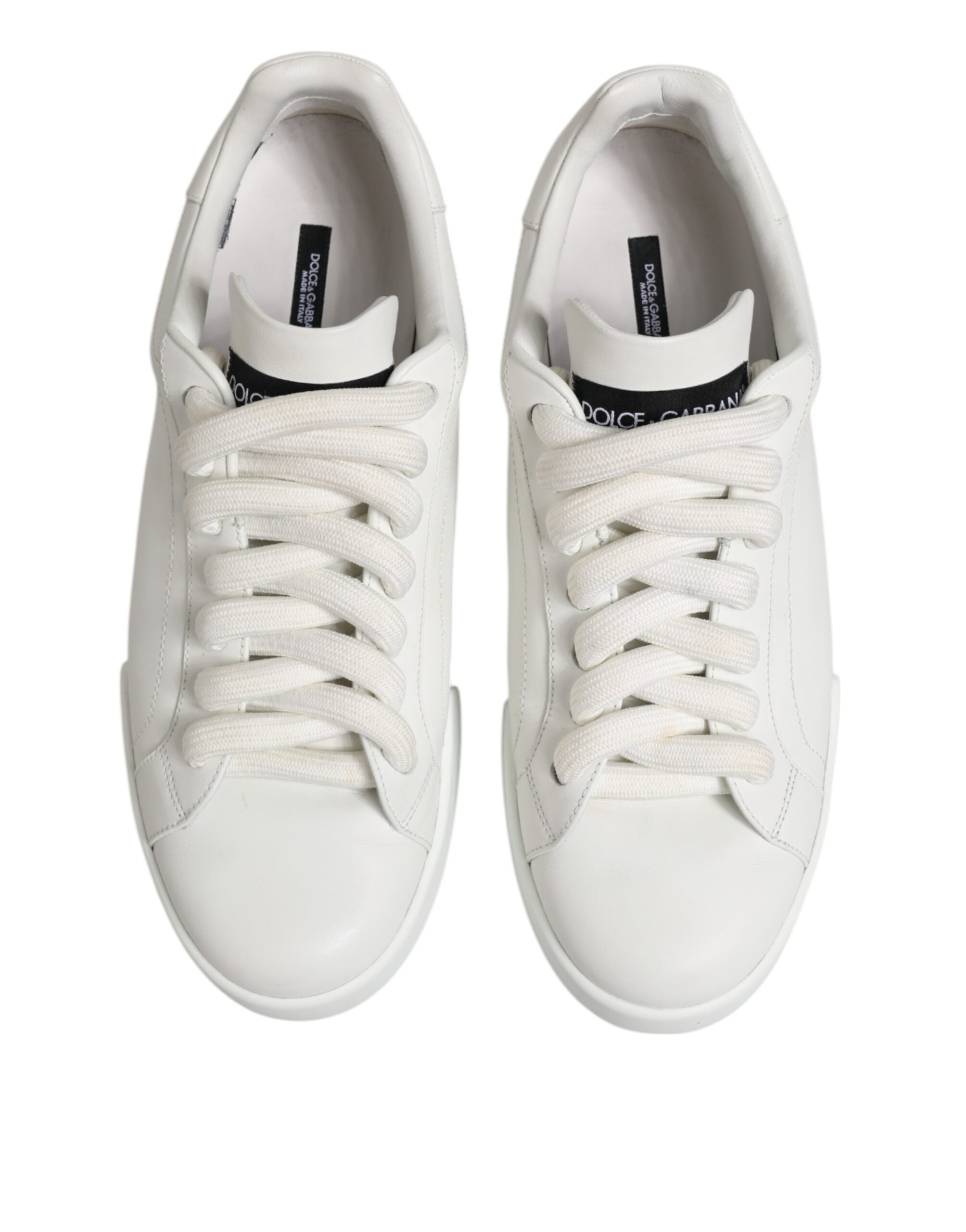 Dolce &amp; Gabbana – Weiße, niedrige Sneakers mit Logo und Schnürung für Herren