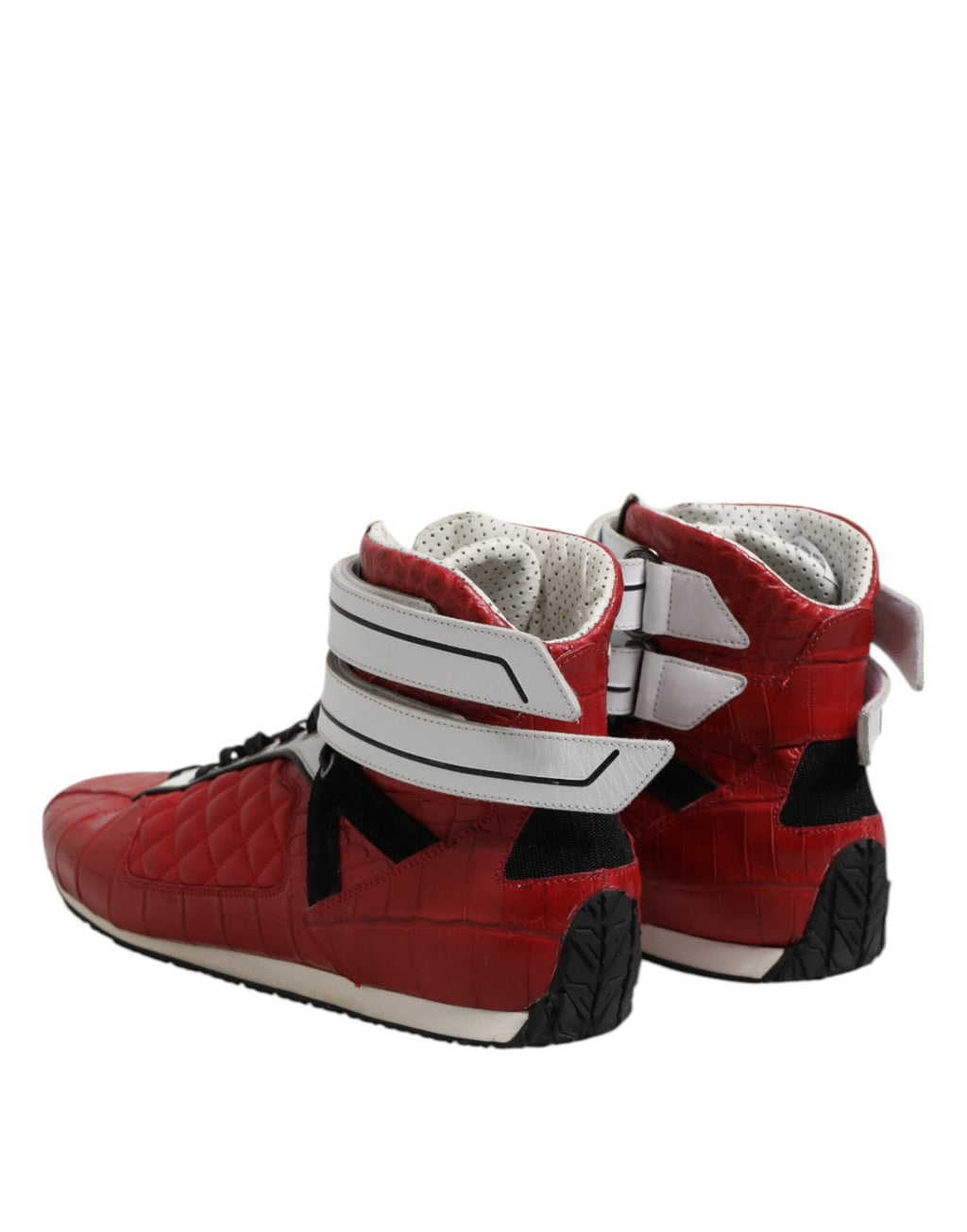 Dolce &amp; Gabbana – Rote Sneakers mit Schnürung aus gestepptem Leder