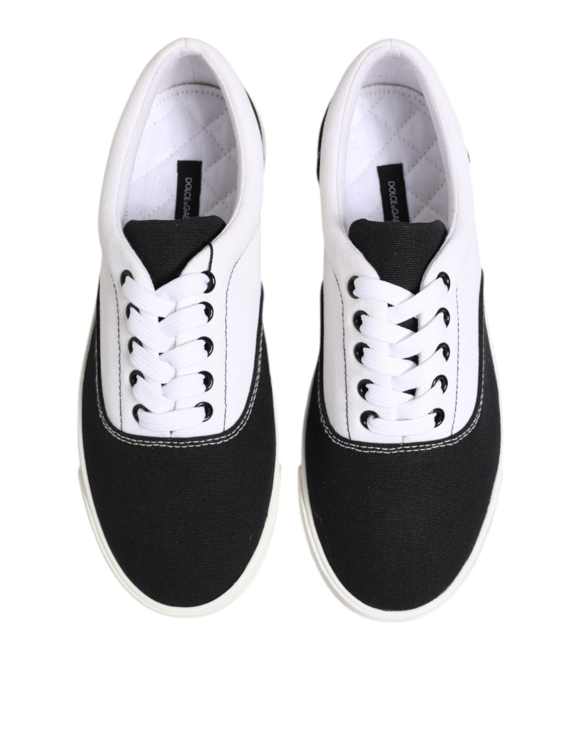 Dolce &amp; Gabbana – Schwarze Schnürschuhe aus Baumwoll-Canvas für Herren