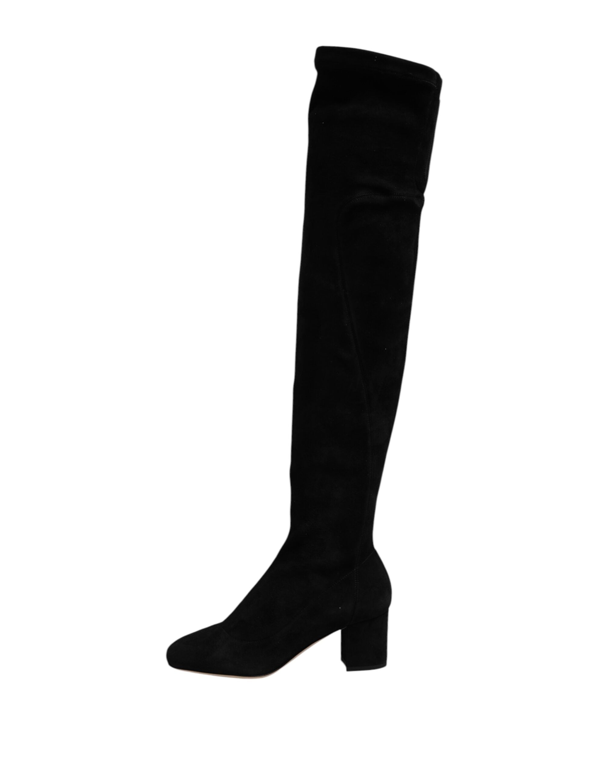 Dolce &amp; Gabbana – Kniehohe Stiefel aus schwarzem Wildleder