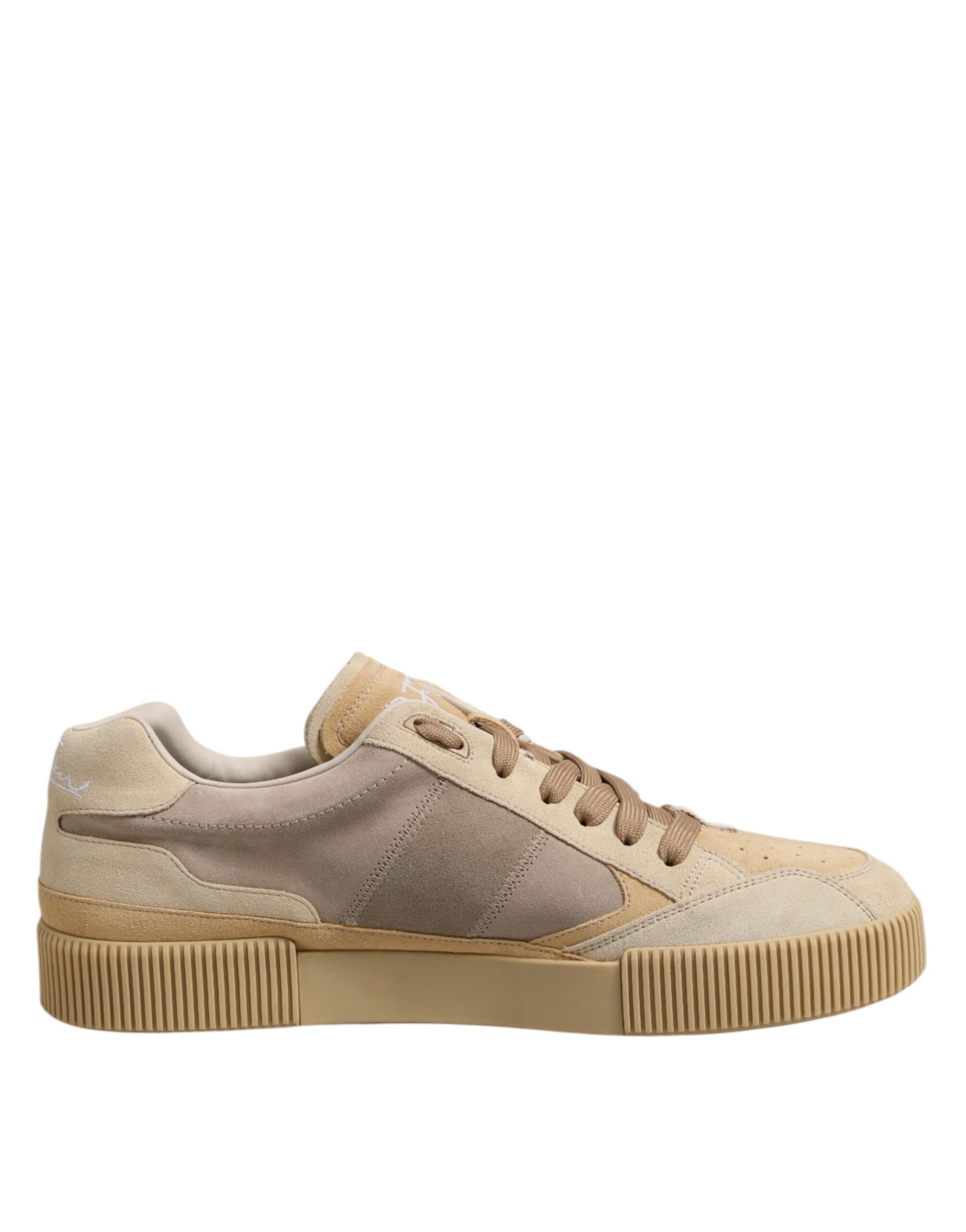 Dolce &amp; Gabbana – Niedrige Schnür-Sneakers aus beigefarbenem Leder