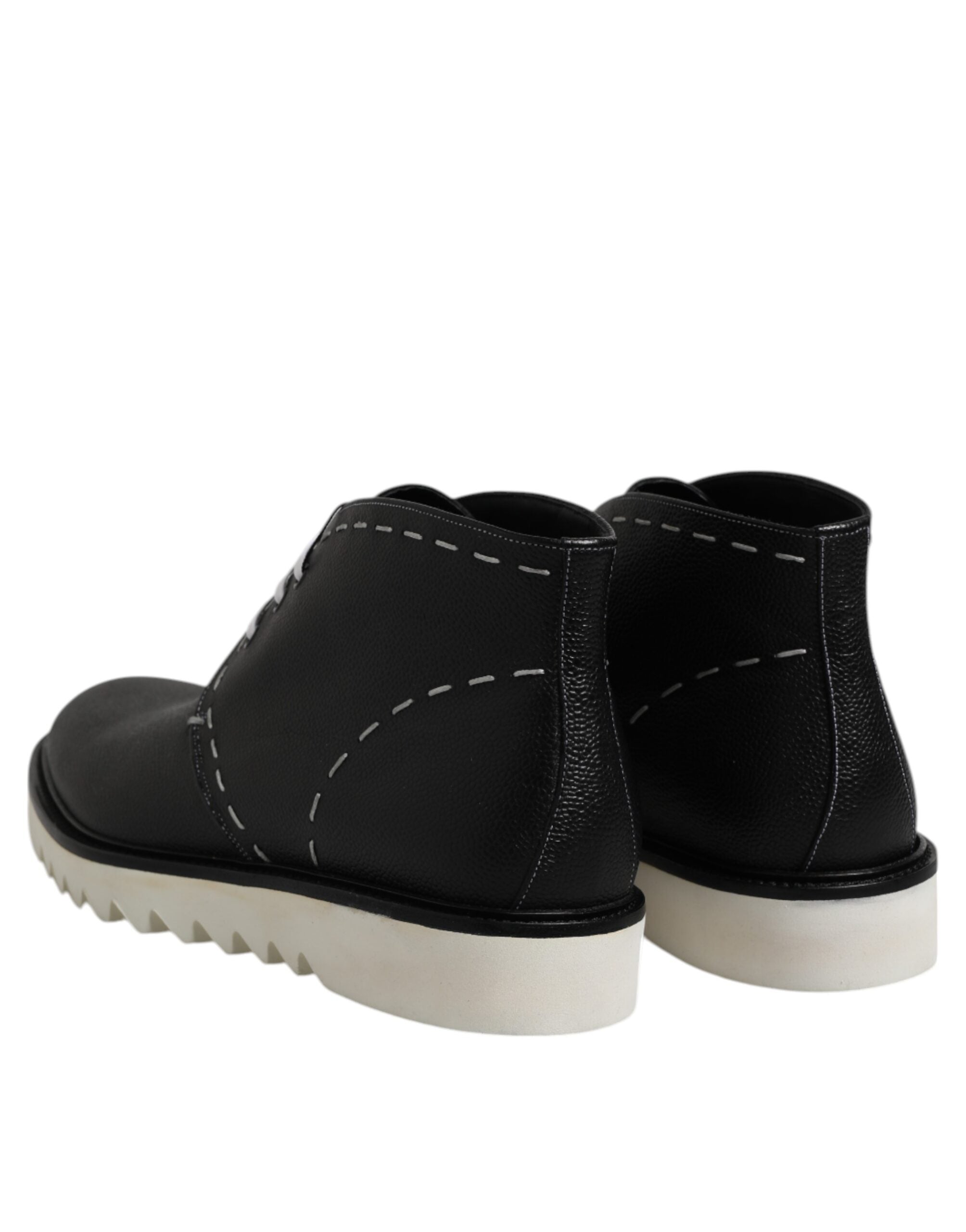 Dolce &amp; Gabbana Schwarz Weiß Leder Stiefeletten Schuhe