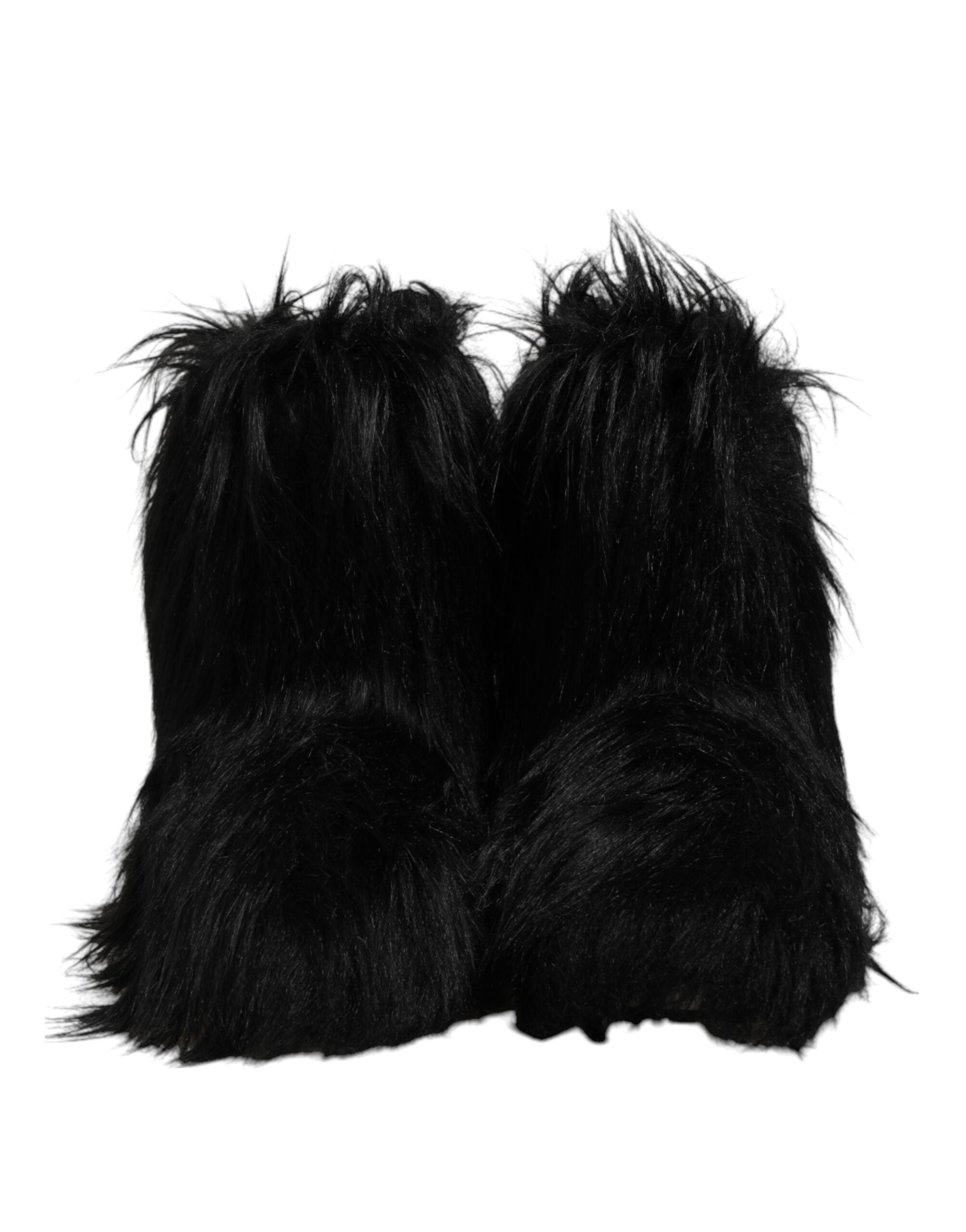 Dolce &amp; Gabbana – Wadenhohe Stiefel aus Kunstpelz in Schwarz