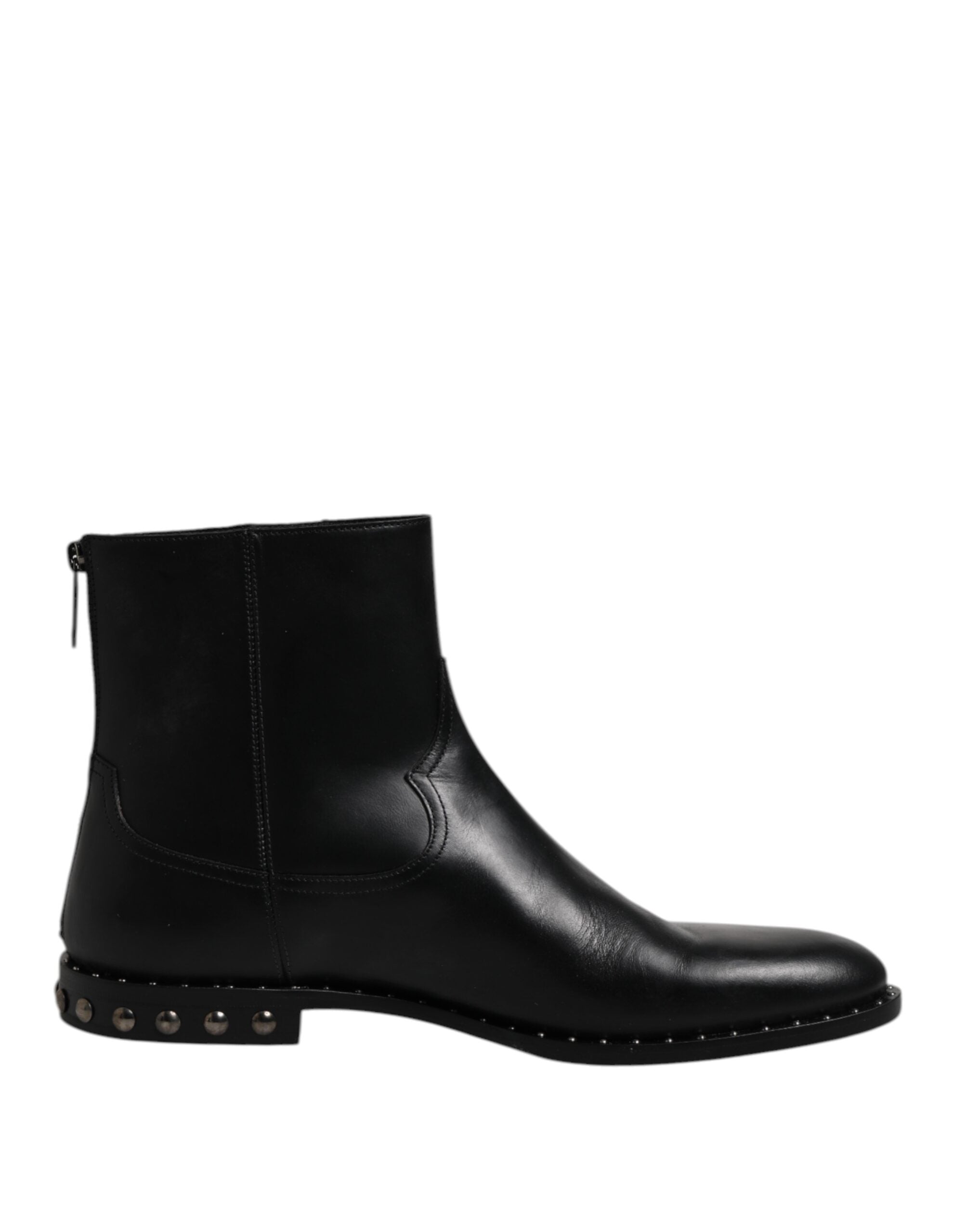 Dolce &amp; Gabbana – Schwarze Stiefeletten aus Leder mit Logo und Nieten