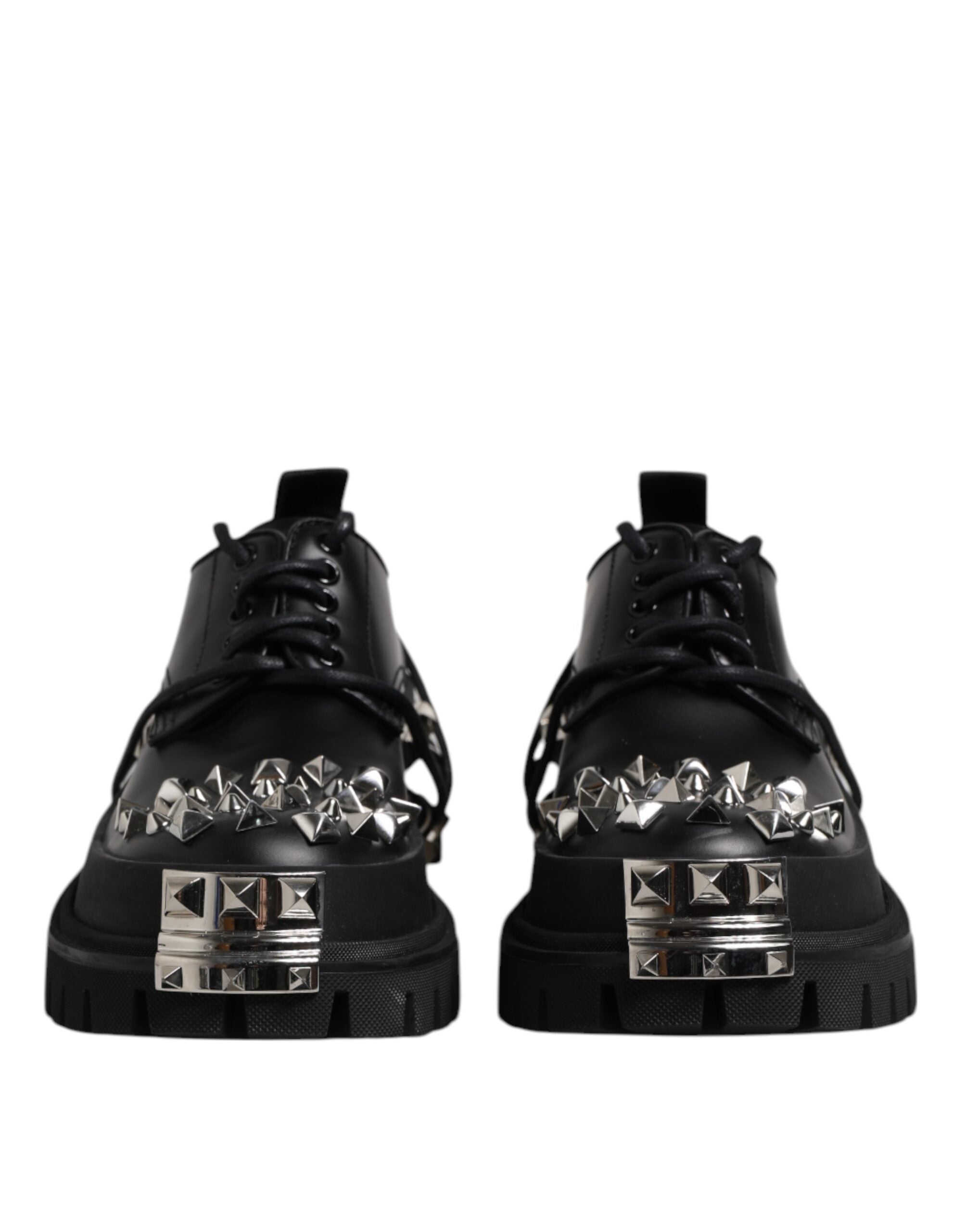 Dolce &amp; Gabbana – Trekking-Derby-Schuhe aus schwarzem Leder mit Verzierung