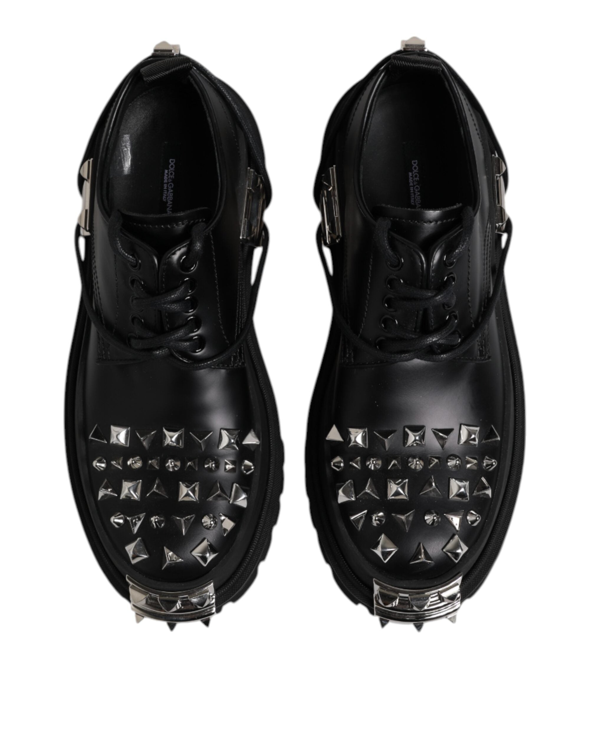 Dolce &amp; Gabbana – Trekking-Derby-Schuhe aus schwarzem Leder mit Verzierung