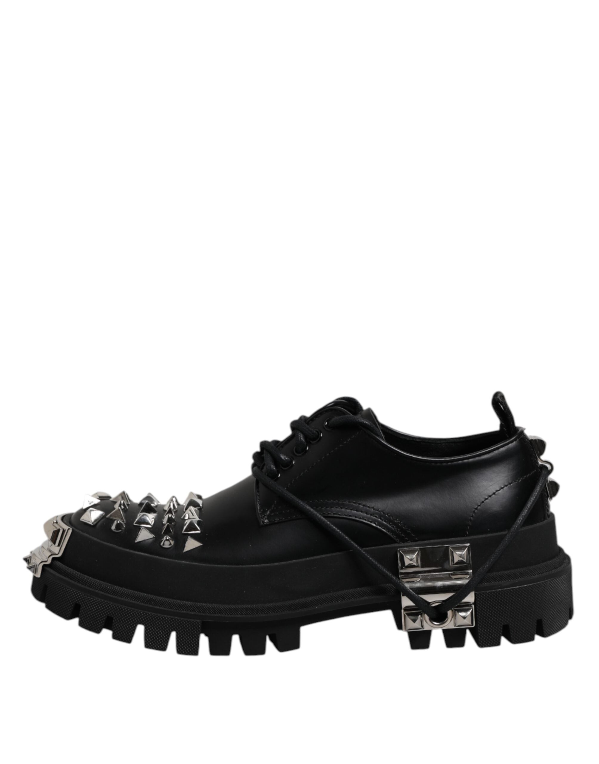 Dolce &amp; Gabbana – Trekking-Derby-Schuhe aus schwarzem Leder mit Verzierung