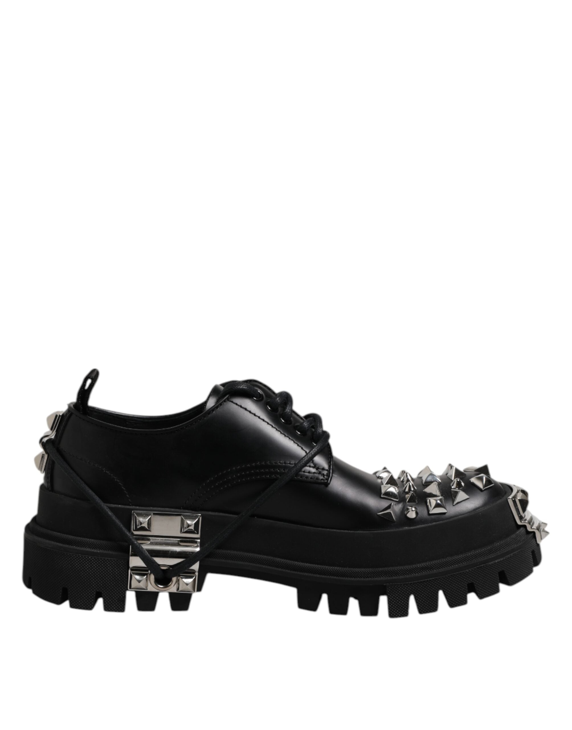 Dolce &amp; Gabbana – Trekking-Derby-Schuhe aus schwarzem Leder mit Verzierung